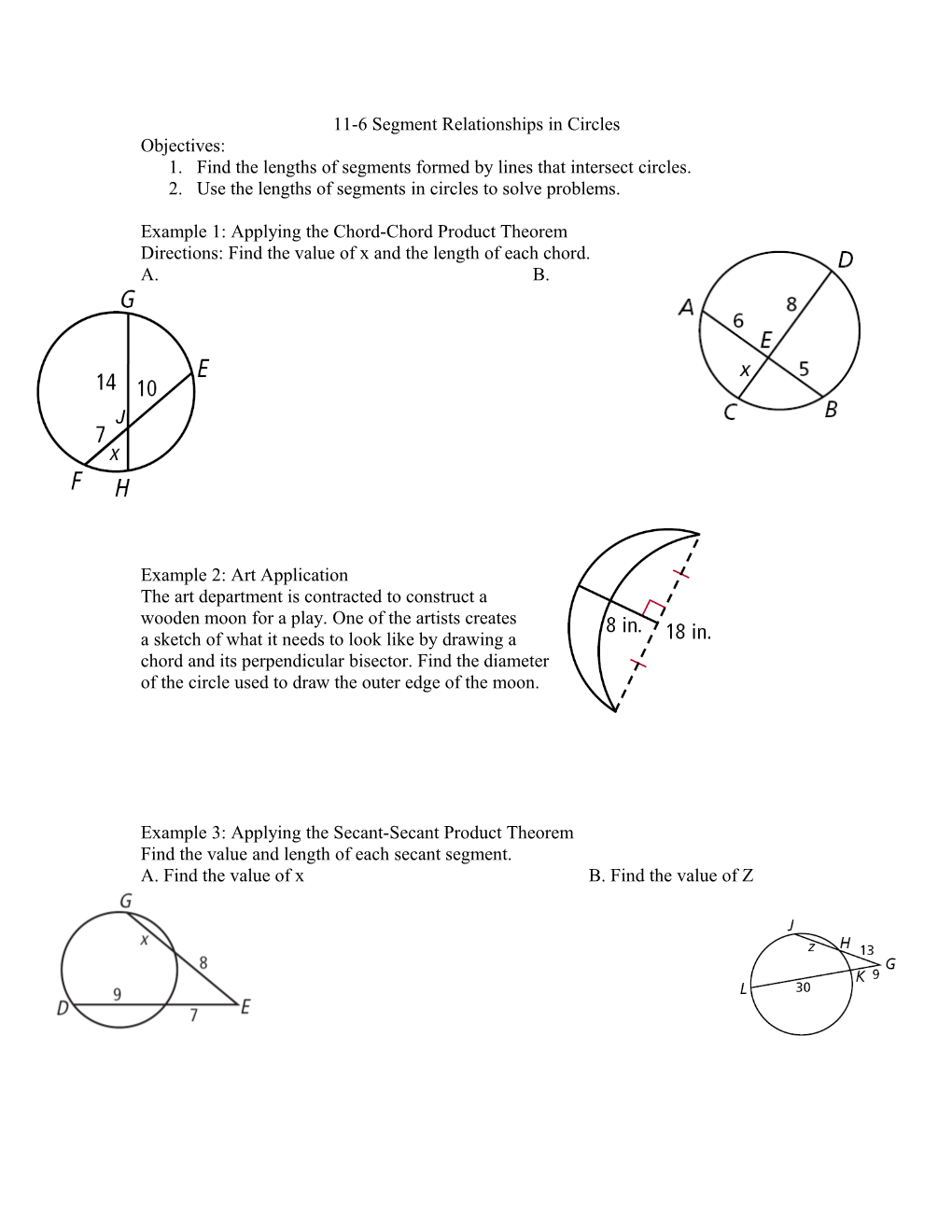 11-6 Segment Relationships in Circles