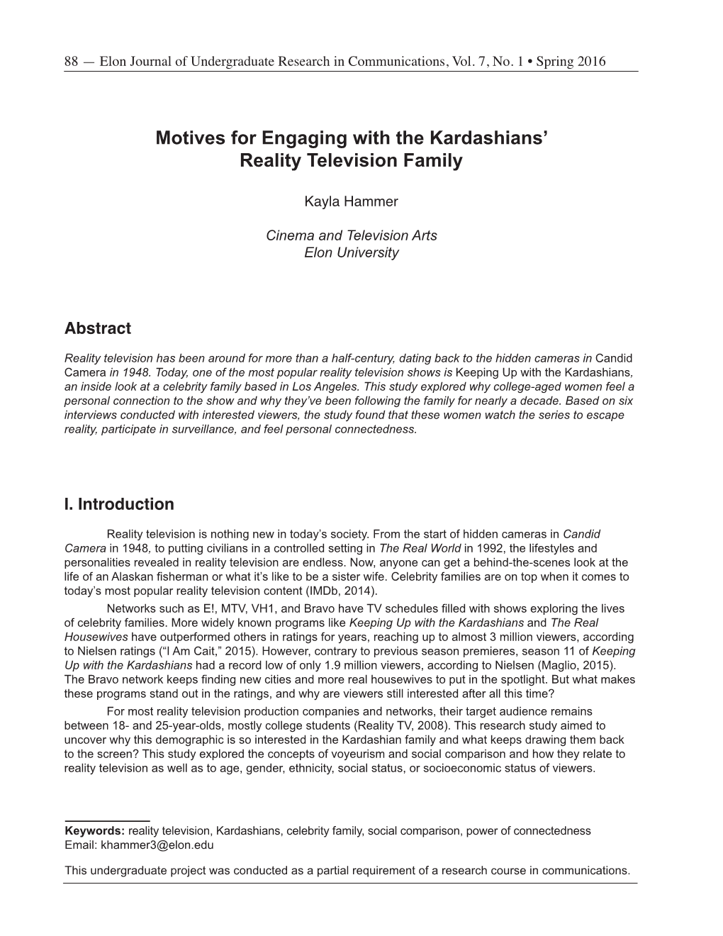 Motives for Engaging with the Kardashians' Reality Television