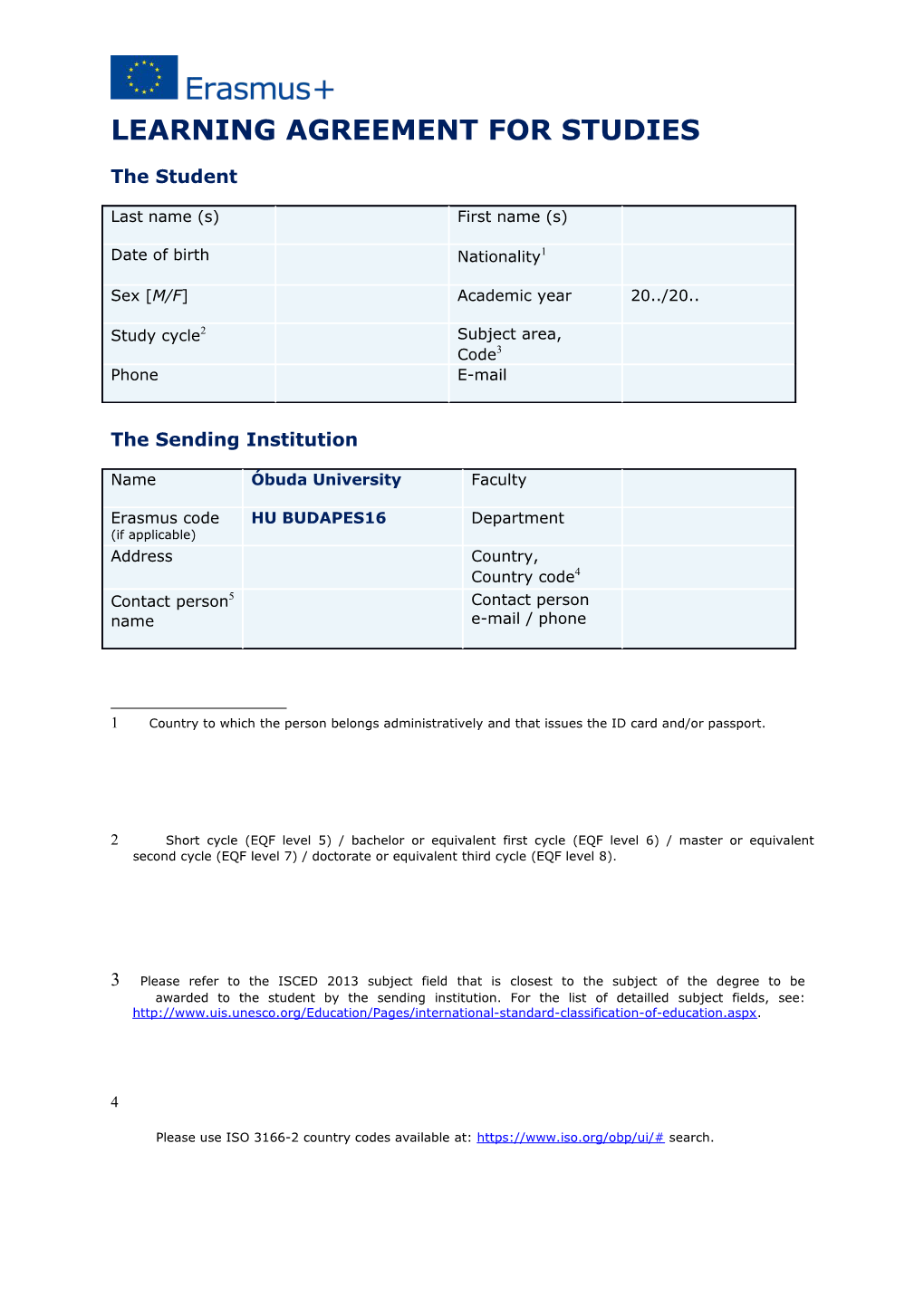 Learning Agreement for Studies s1