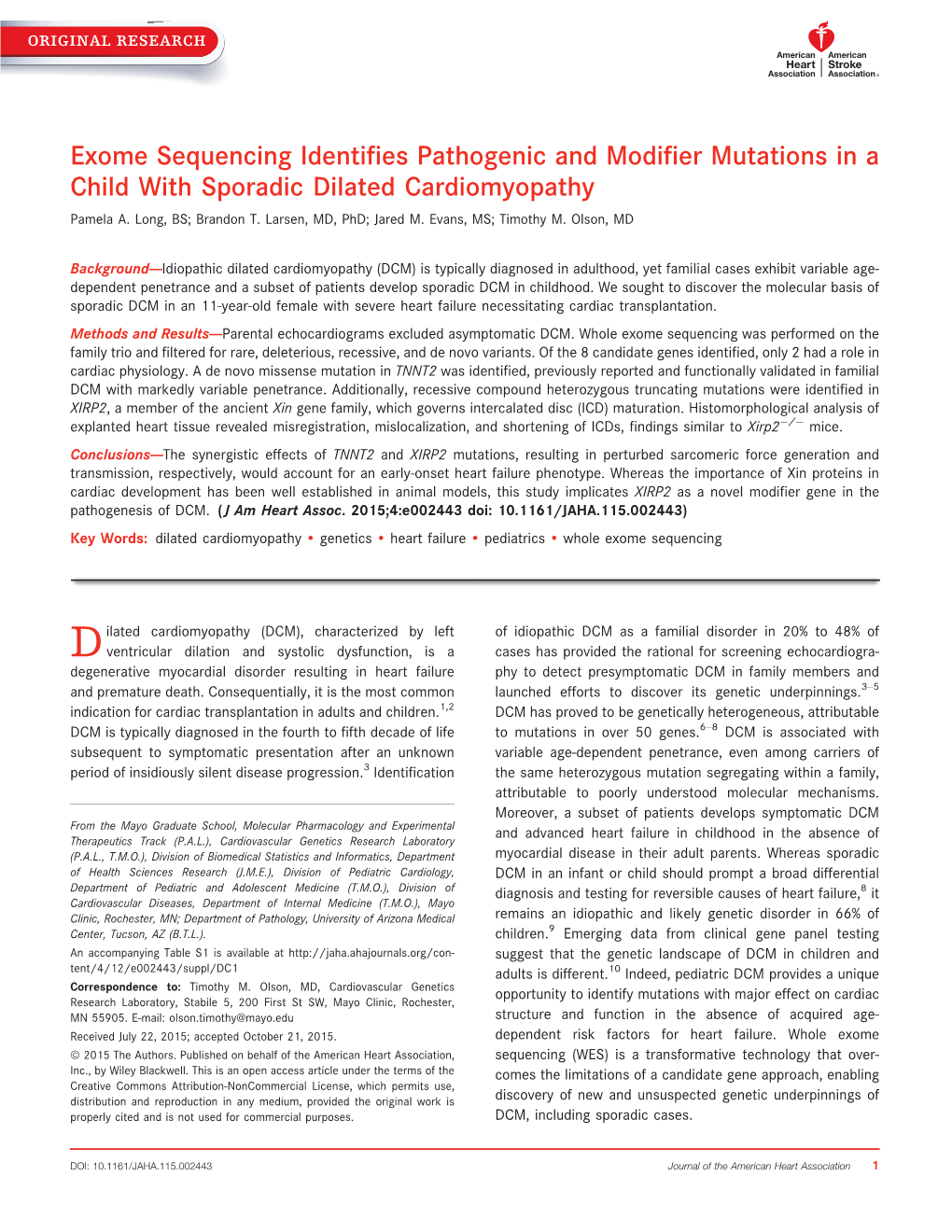 Exome Sequencing Identifies Pathogenic and Modifier Mutations