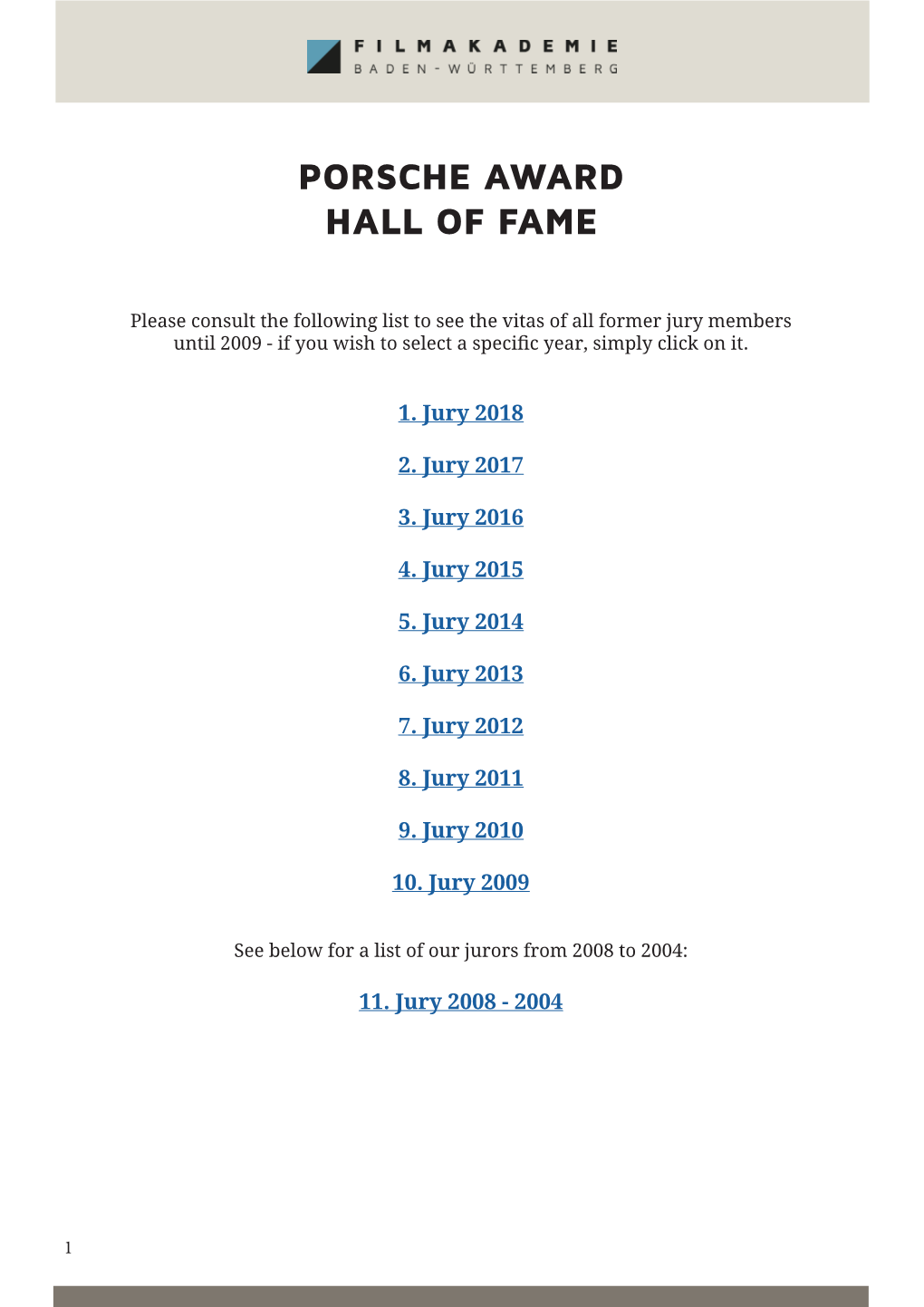 Porsche Award Hall of Fame