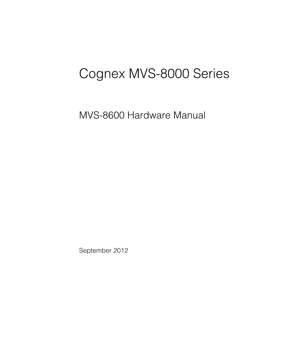 MVS-8600 Hardware Manual