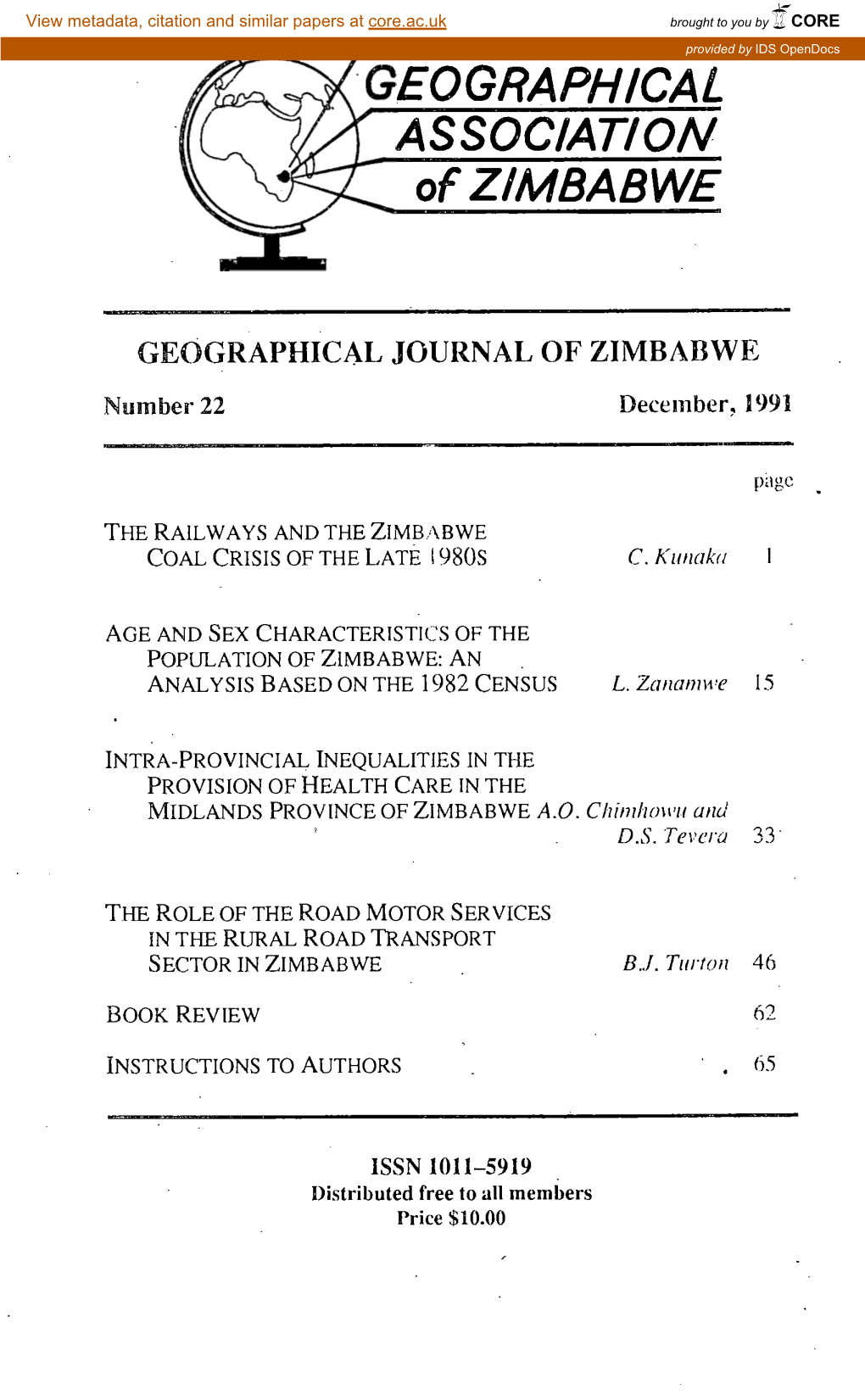 GEOGRAPHICAL ASSOCIATION of ZIMBABWE