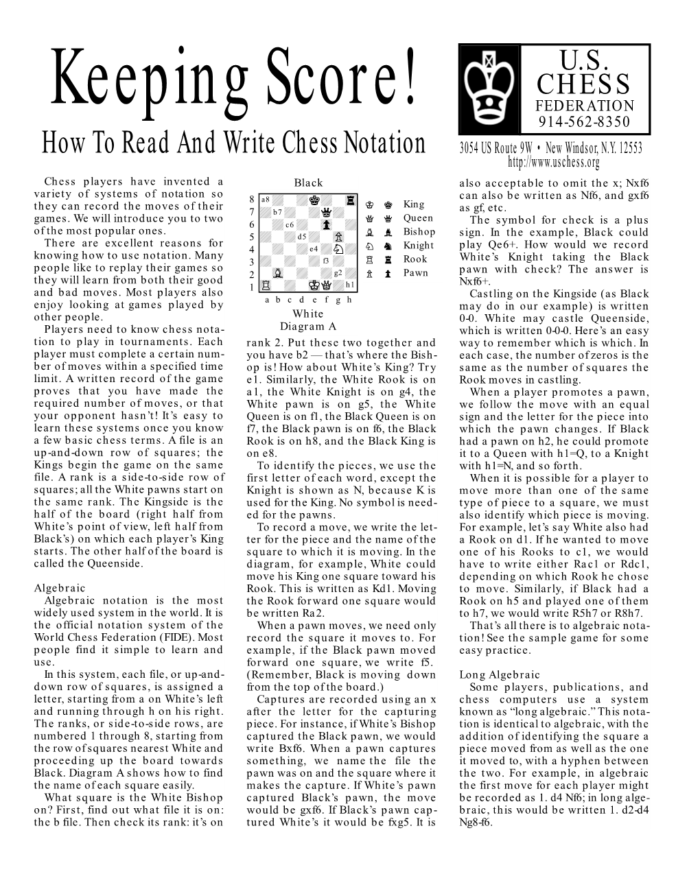 How to Read and Write Chess Notation 3054 US Route 9W • New Windsor, N.Y