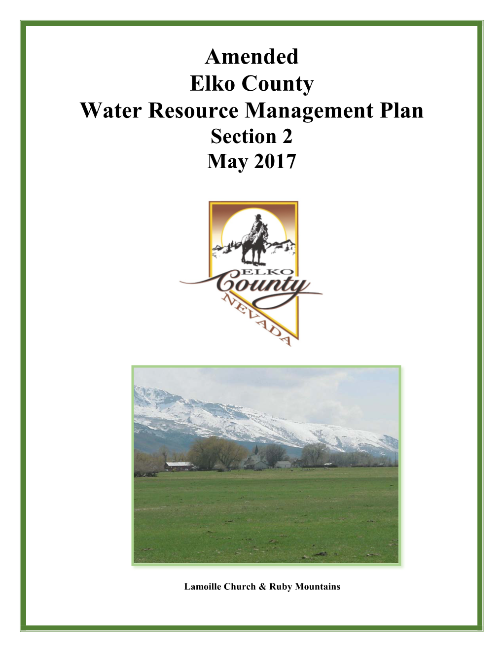 Amended Elko County Water Resource Management Plan Section 2 May 2017