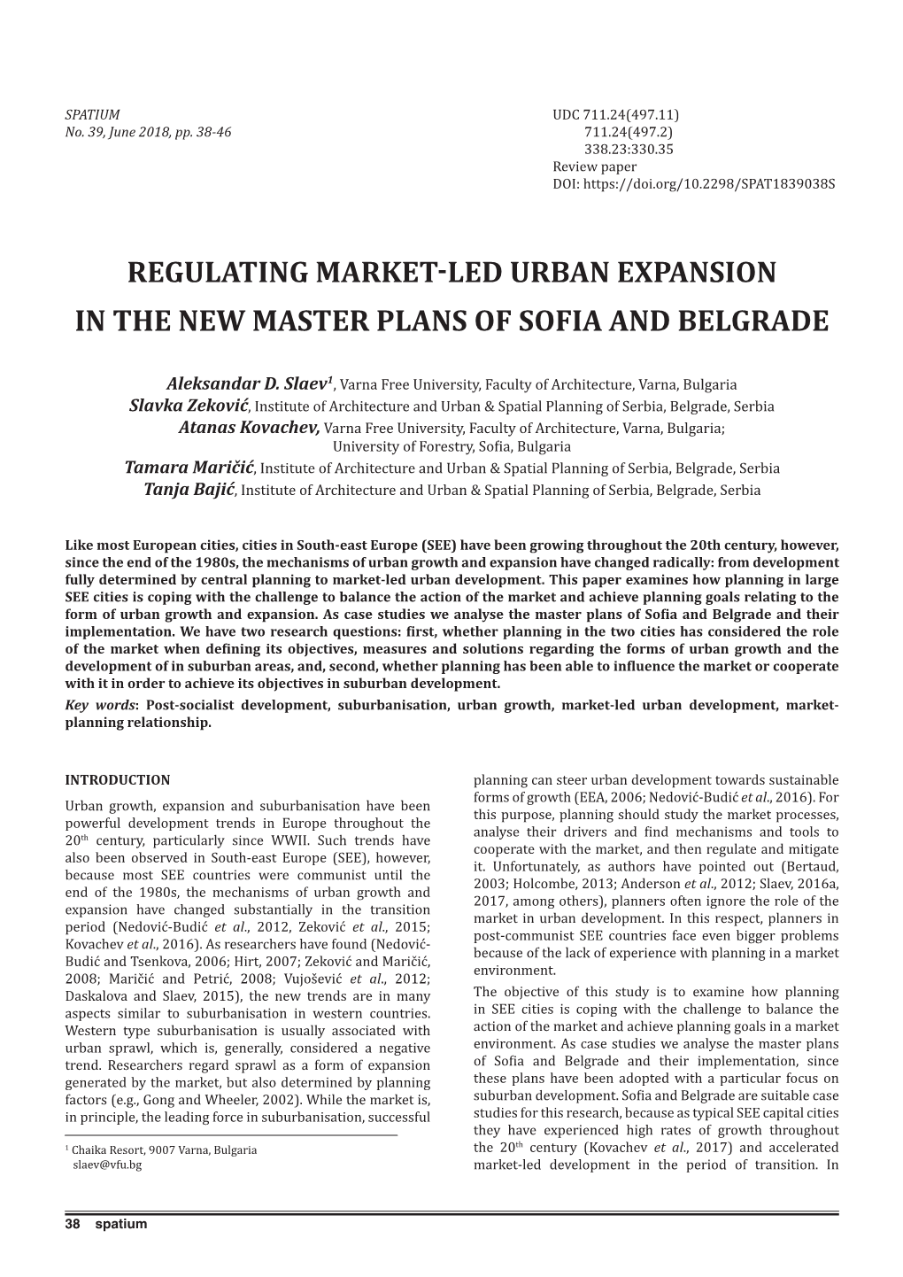 Regulating Market-Led Urban Expansion in the New Master Plans of Sofia and Belgrade