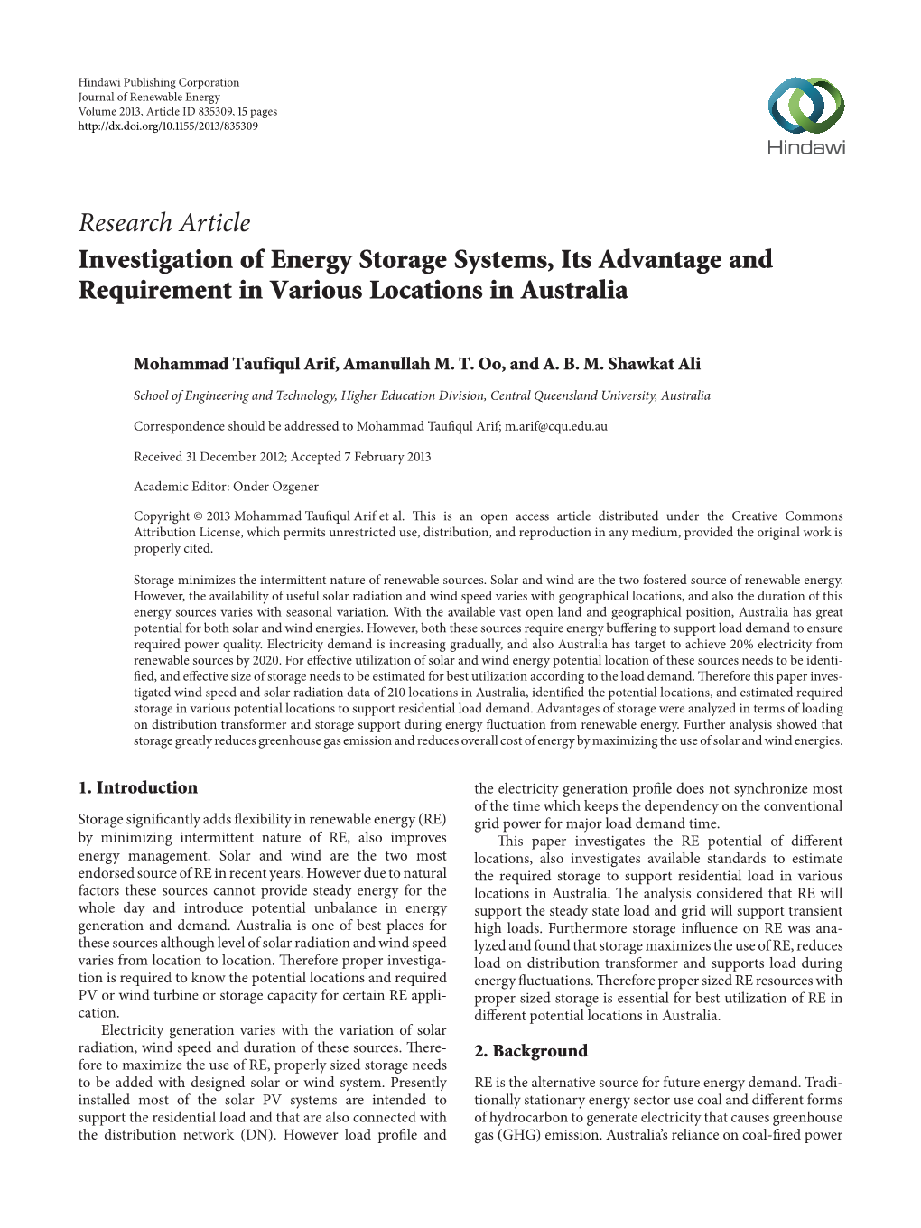 Investigation of Energy Storage Systems, Its Advantage and Requirement in Various Locations in Australia