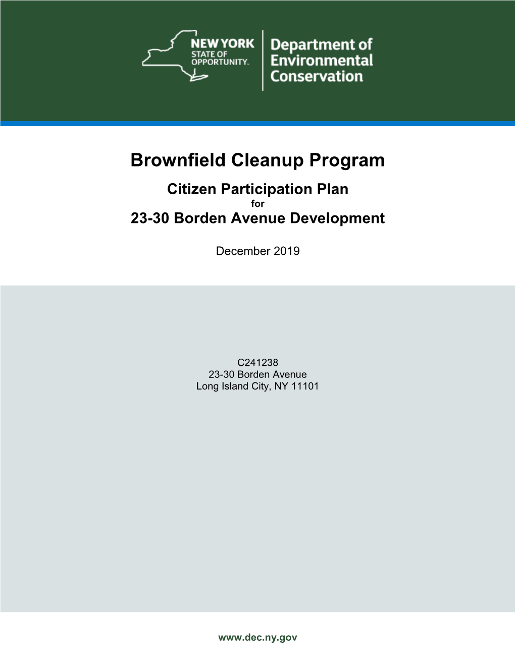 Brownfield Cleanup Program Citizen Participation Plan for 23-30 Borden Avenue Development