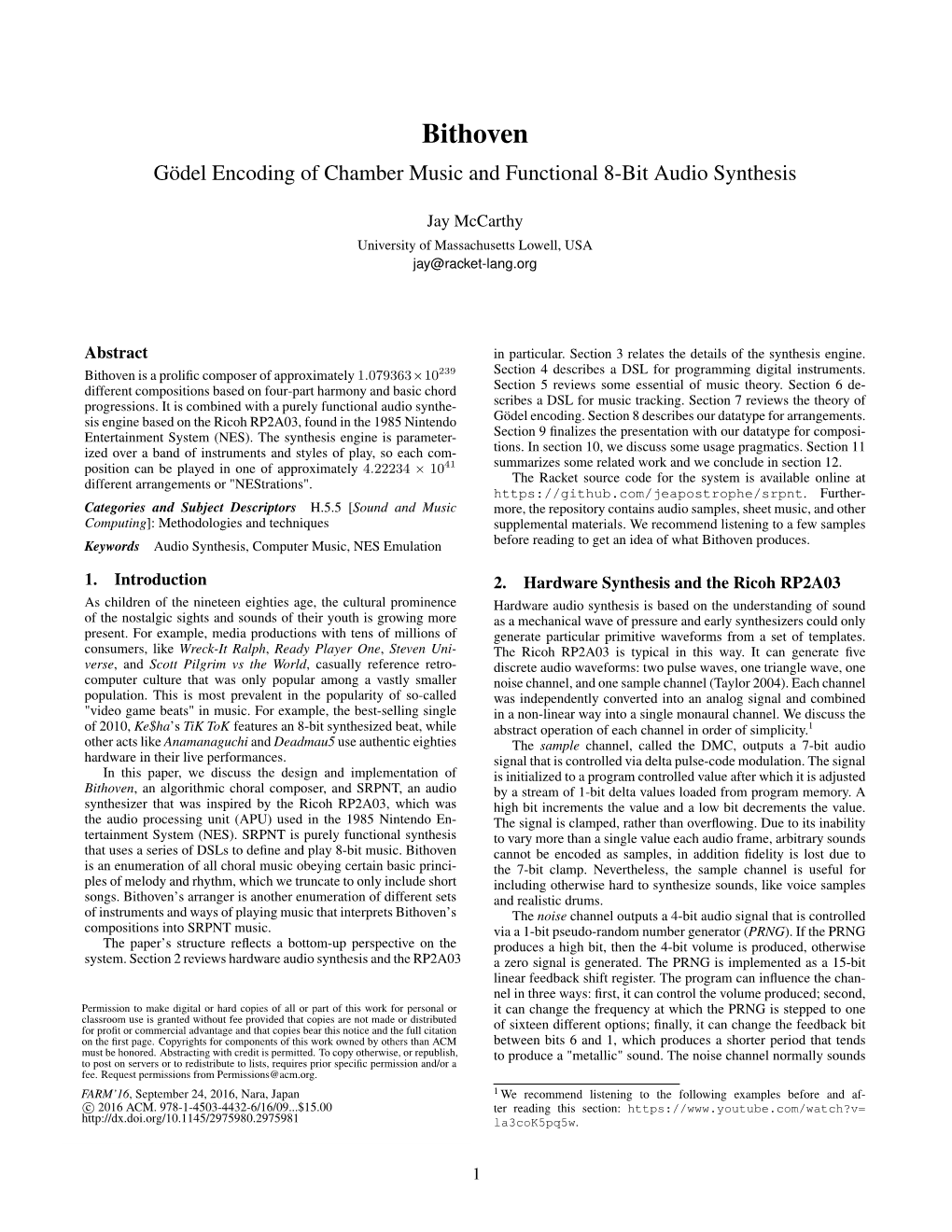 Gödel Encoding of Chamber Music and Functional 8-Bit Audio Synthesis