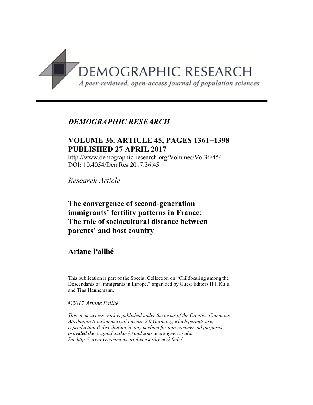 The Convergence of Second-Generation Immigrants’ Fertility Patterns in France: the Role of Sociocultural Distance Between Parents’ and Host Country