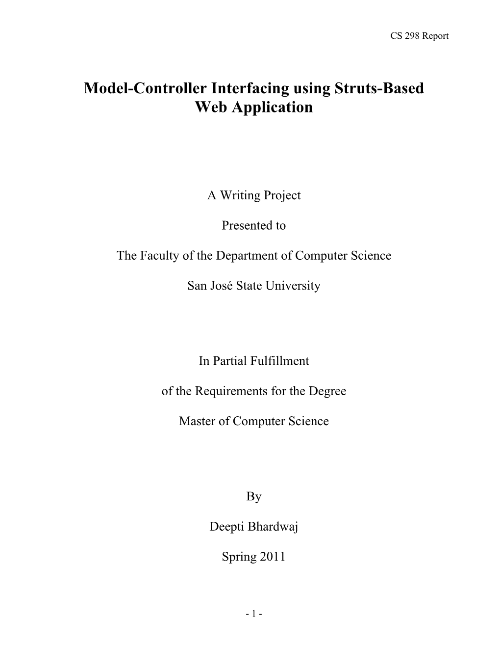 Model-Controller Interfacing Using Struts-Based Web Application