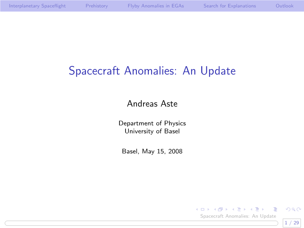 Spacecraft Anomalies: an Update