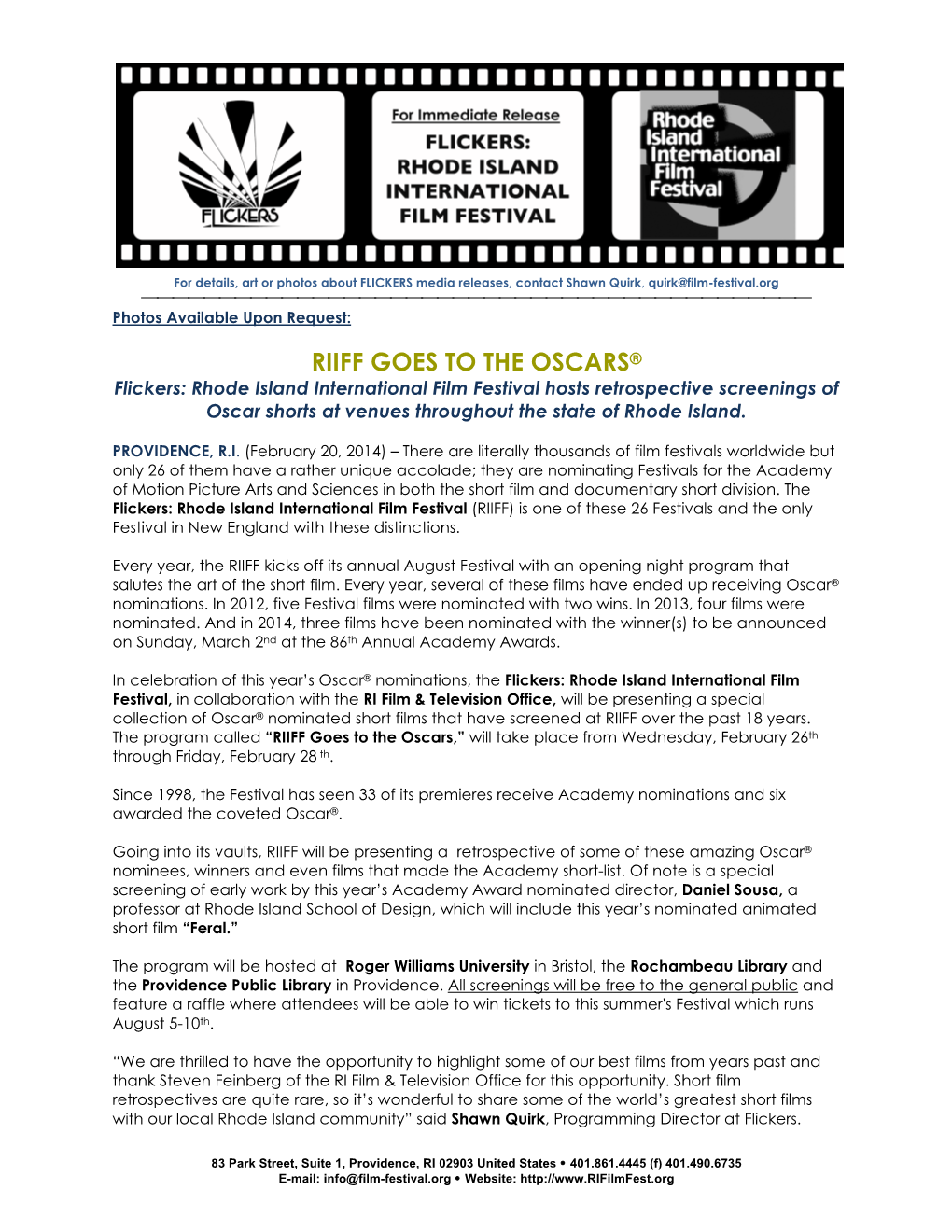 Riiff Oscar® Shorts Showcase