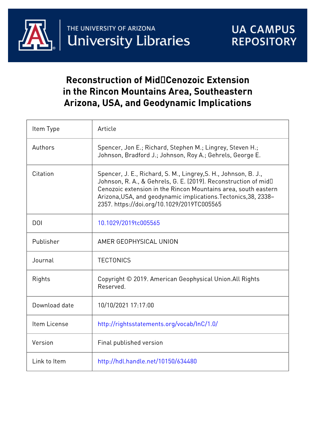 Reconstruction of Mid-Cenozoic Extension In