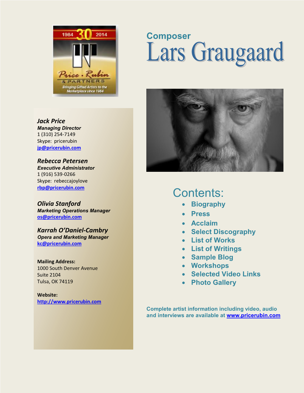 Lars Graugaard – Select Discography