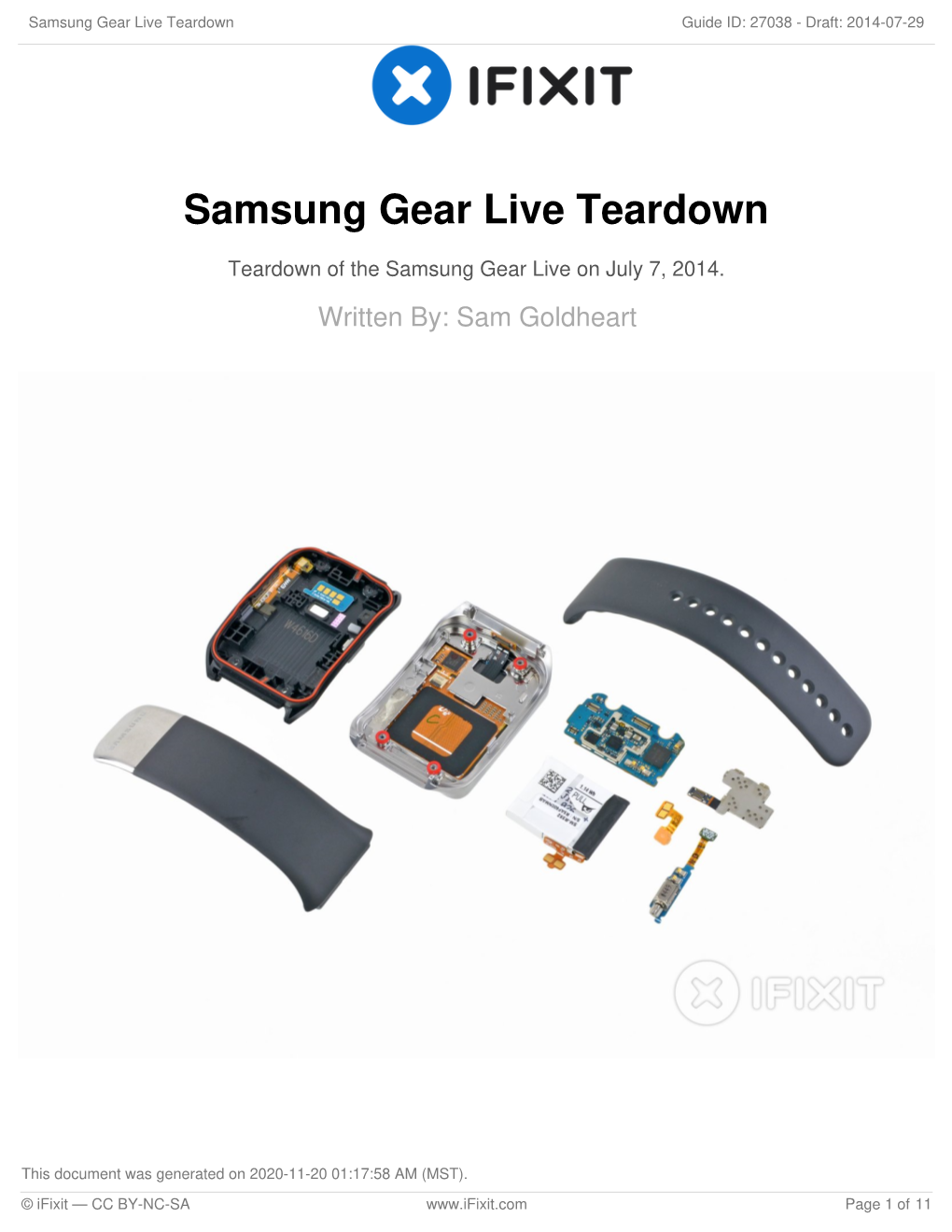 Samsung Gear Live Teardown Guide ID: 27038 - Draft: 2014-07-29