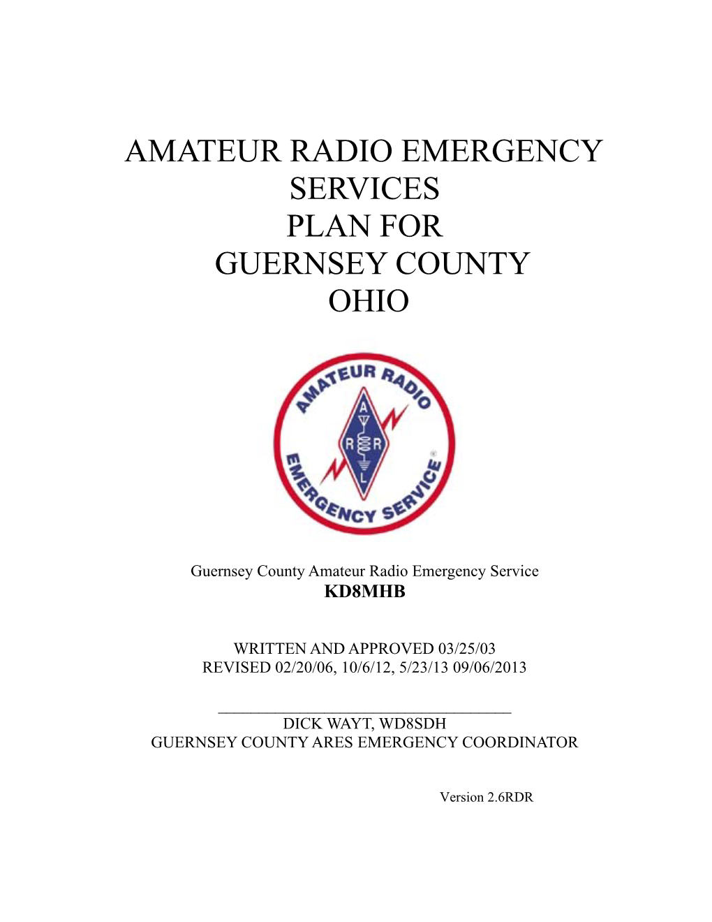 Amateur Radio Emergency Services Plan for Guernsey County Ohio