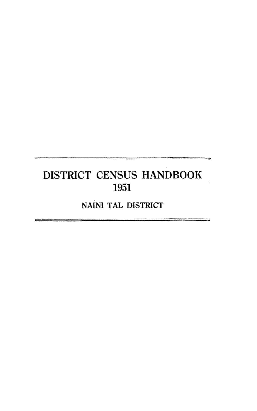 District Census Handbook, 36-Naini Tal, Uttar Pradesh