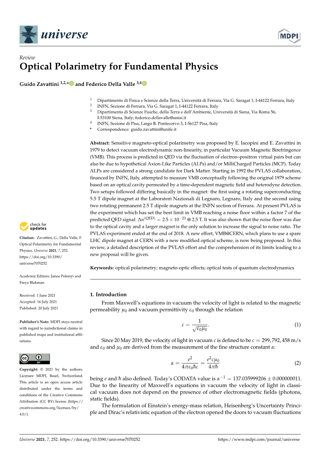 Optical Polarimetry for Fundamental Physics