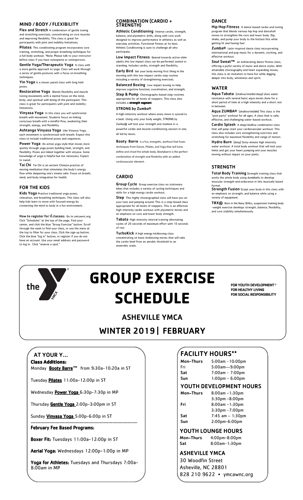 Group Exercise Schedule Asheville Ymca Winter 2019 | February