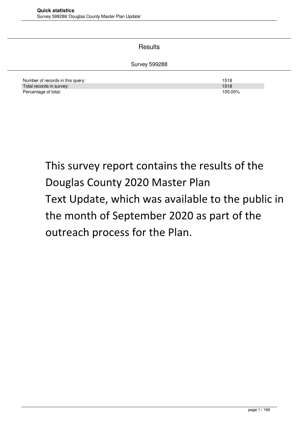 Statistics Survey 599288 'Douglas County Master Plan Update'