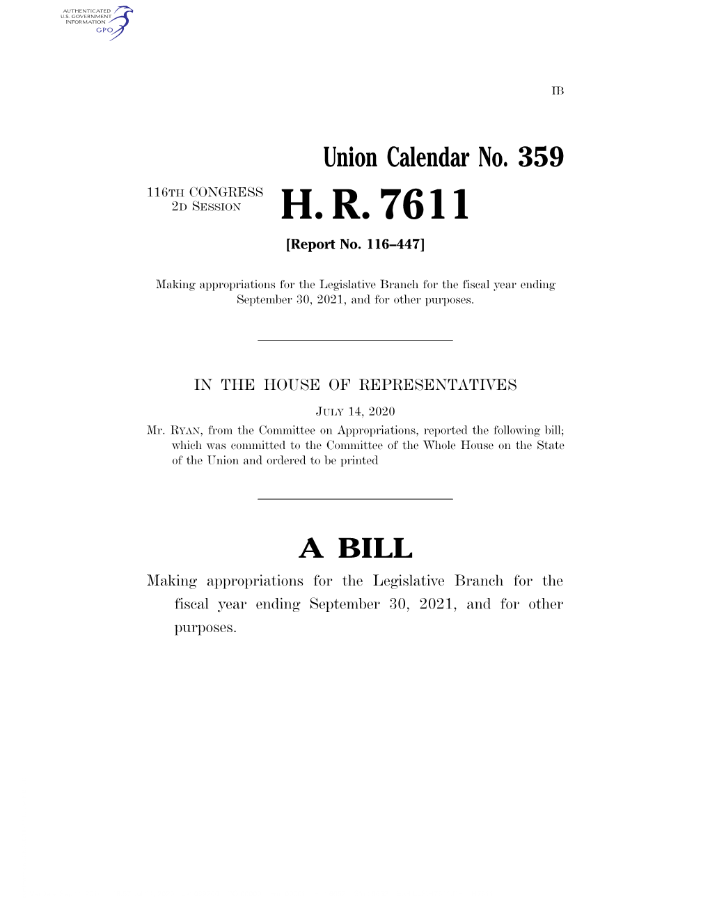 H. R. 7611 [Report No