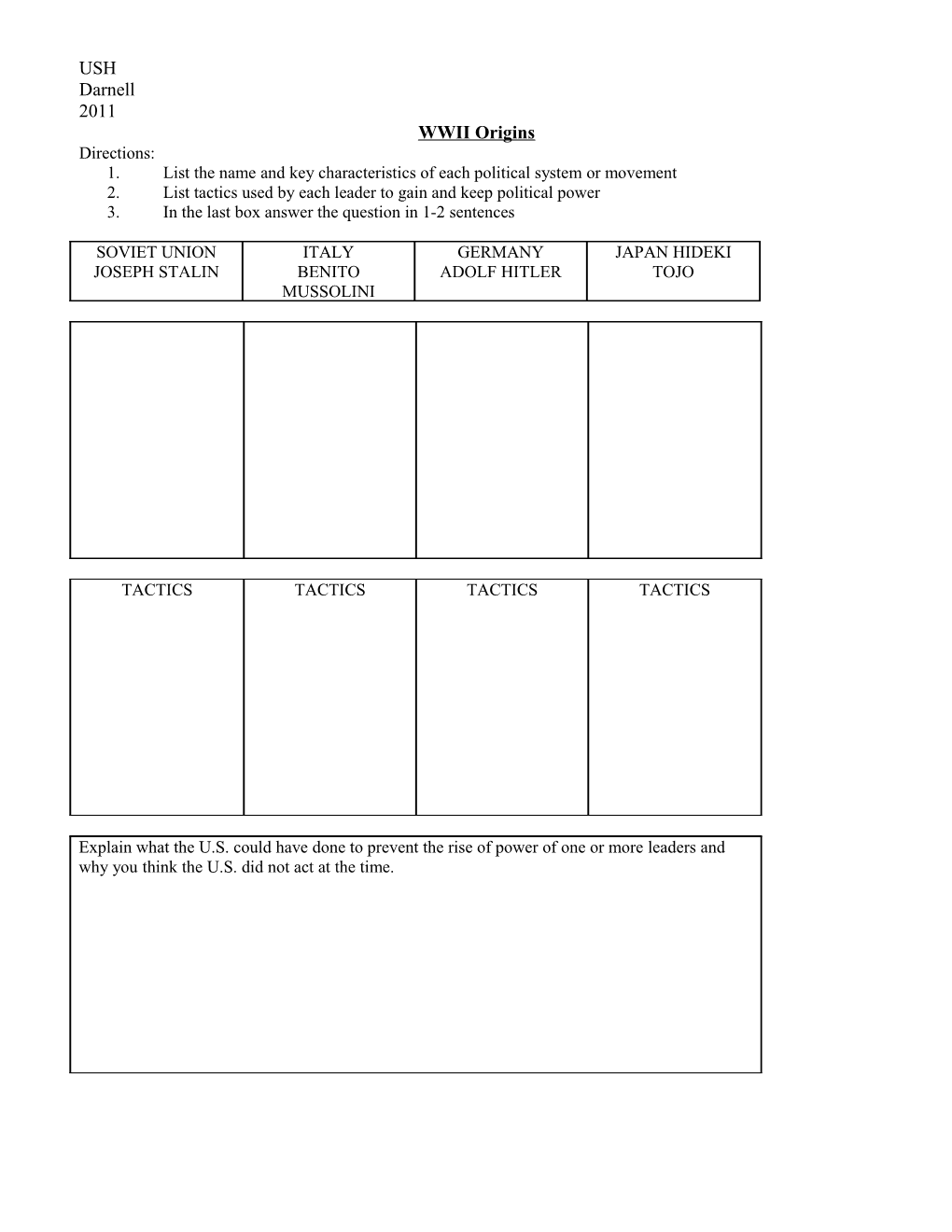 1. List the Name and Key Characteristics of Each Political System Or Movement