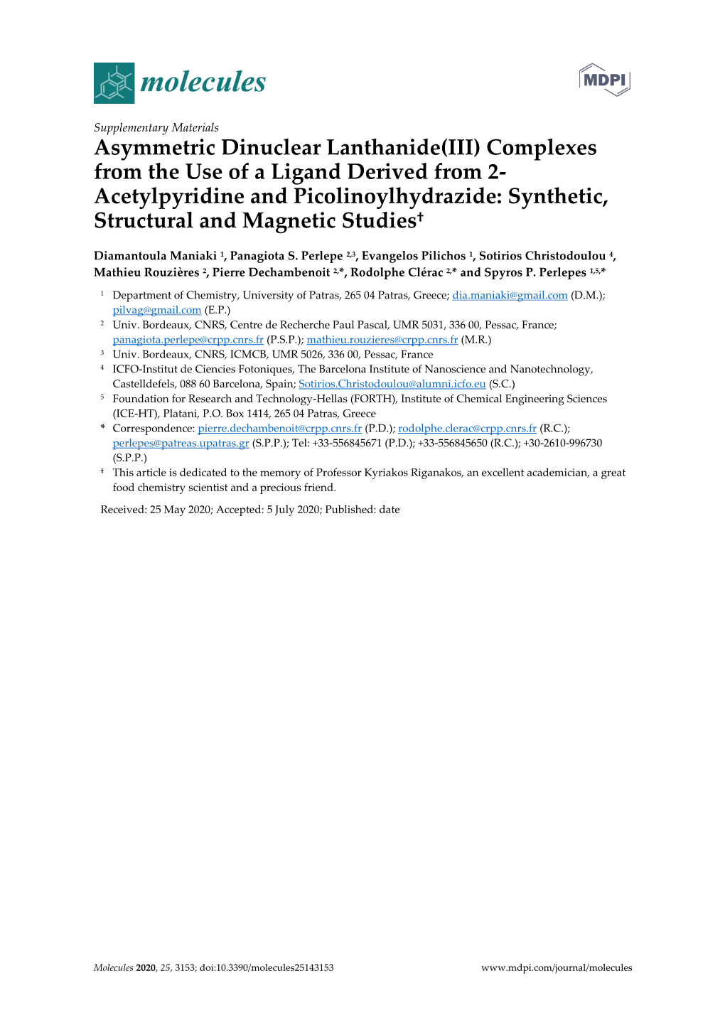 Asymmetric Dinuclear Lanthanide(III) Complexes from the Use Of