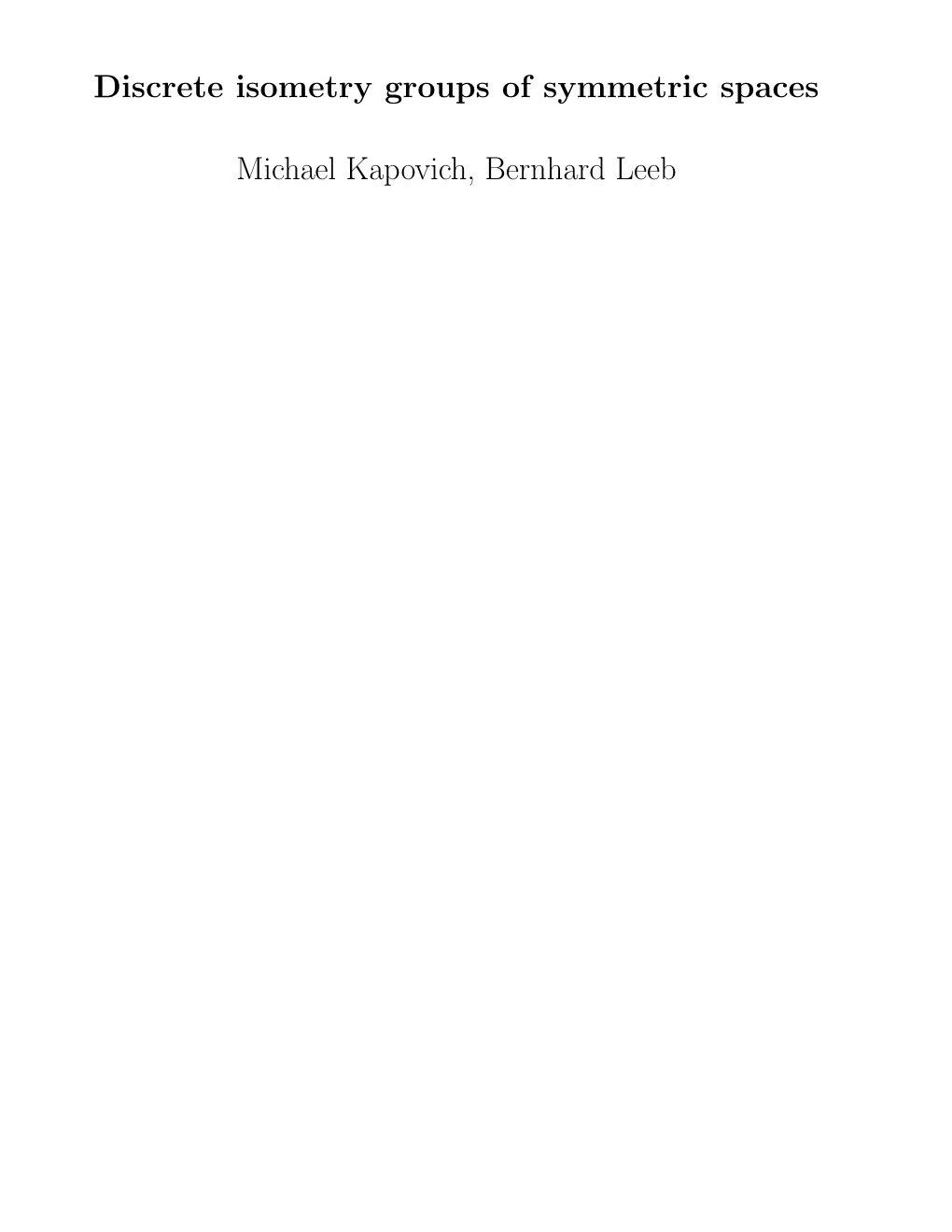 Discrete Isometry Groups of Symmetric Spaces Michael Kapovich