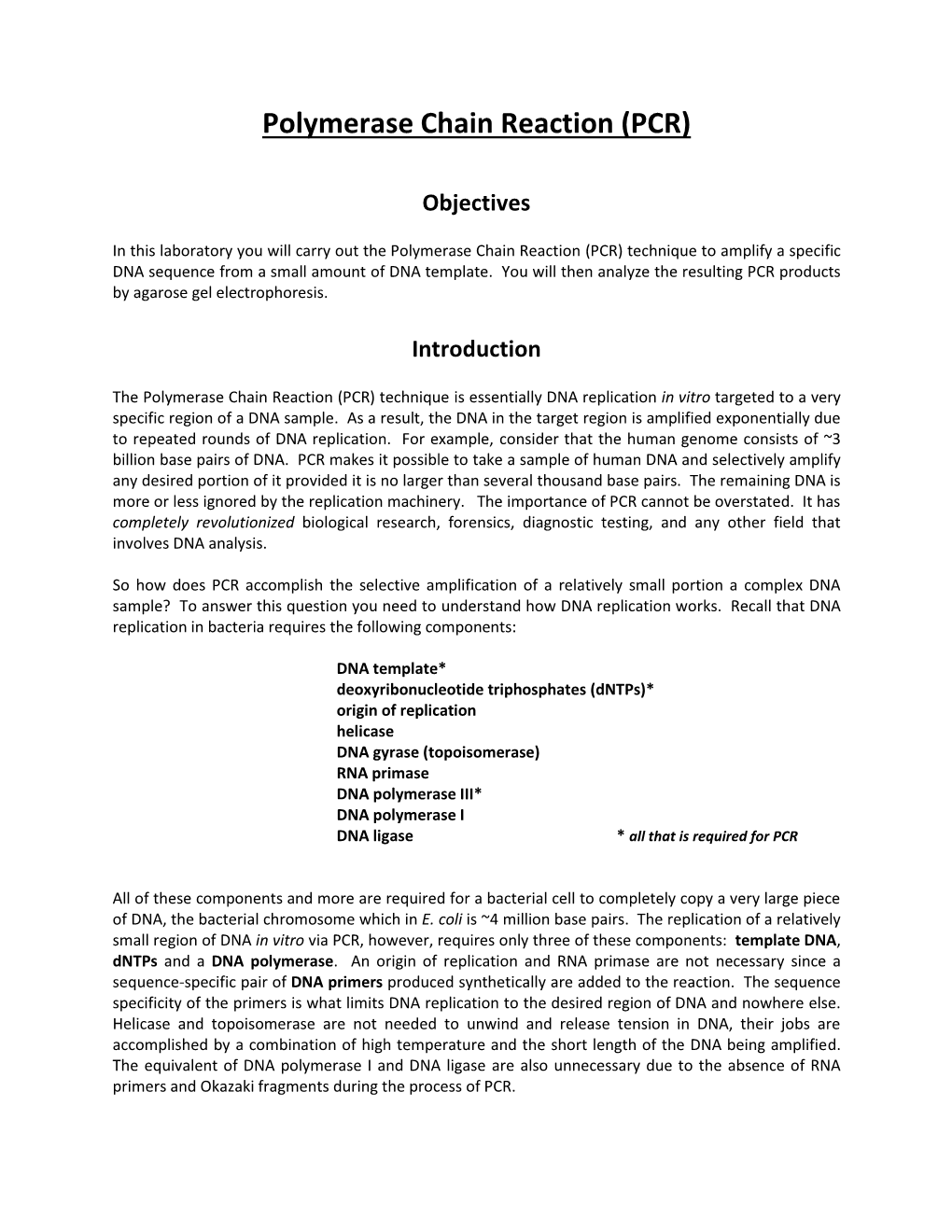 Polymerase Chain Reaction (PCR)