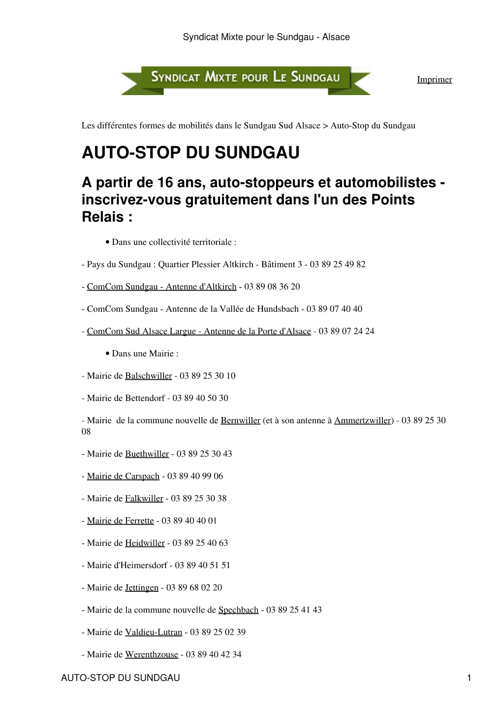 Syndicat Mixte Pour Le Sundgau - Alsace