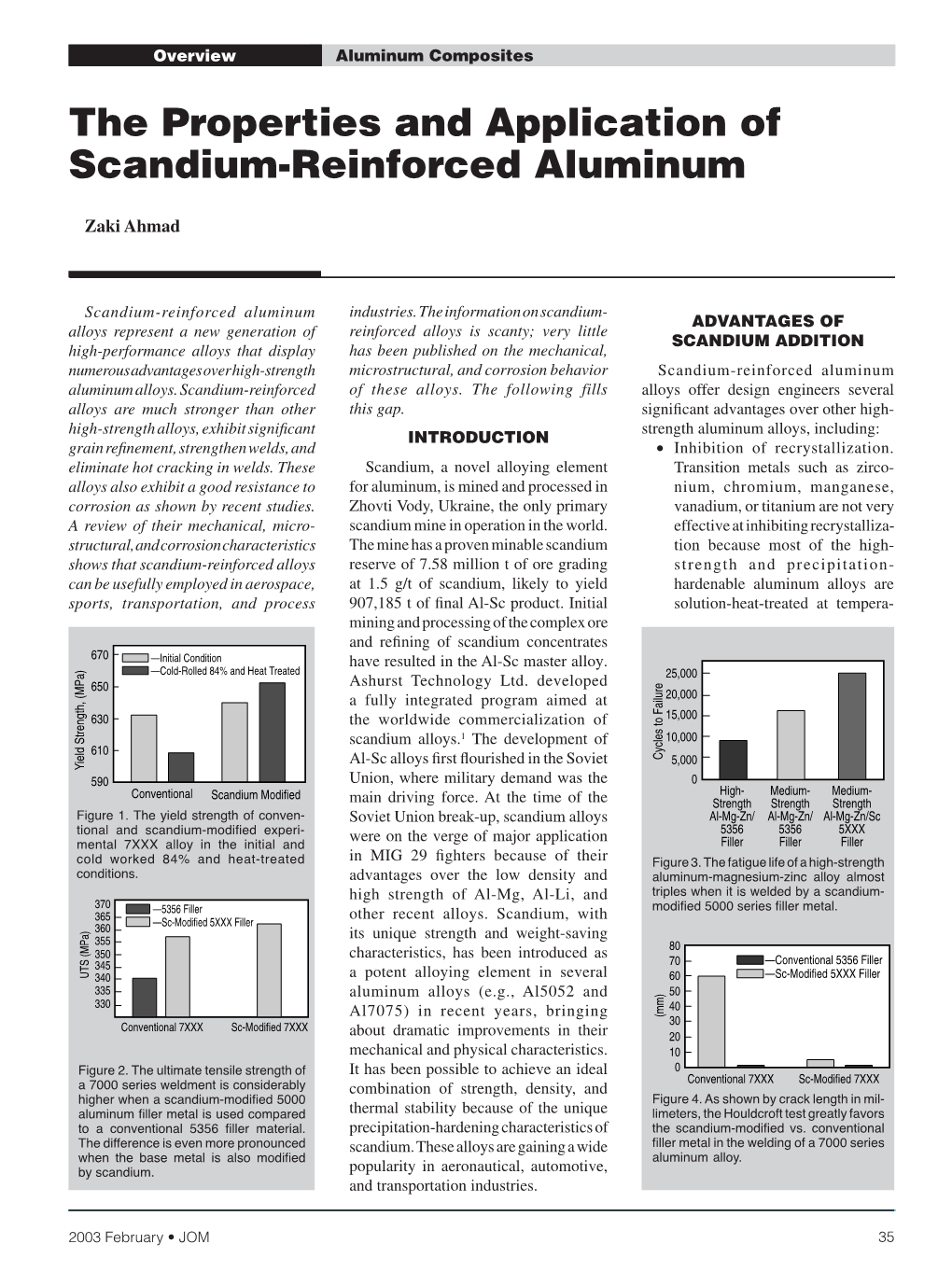 The Properties and Application of Scandium-Reinforced Aluminum