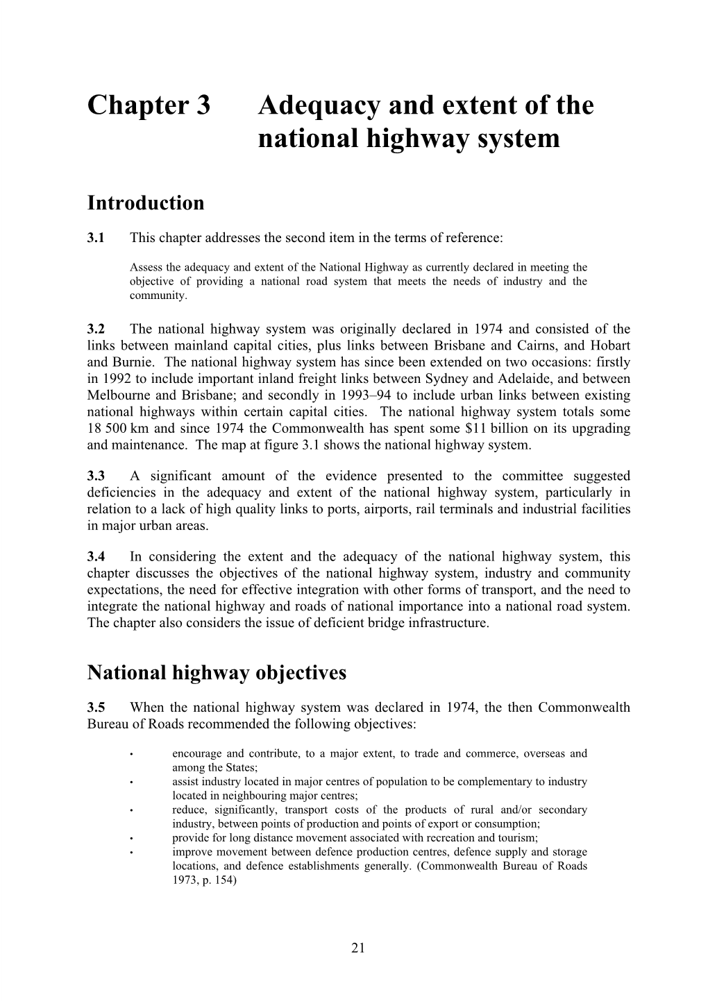 Chapter 3 Adequacy and Extent of the National Highway System