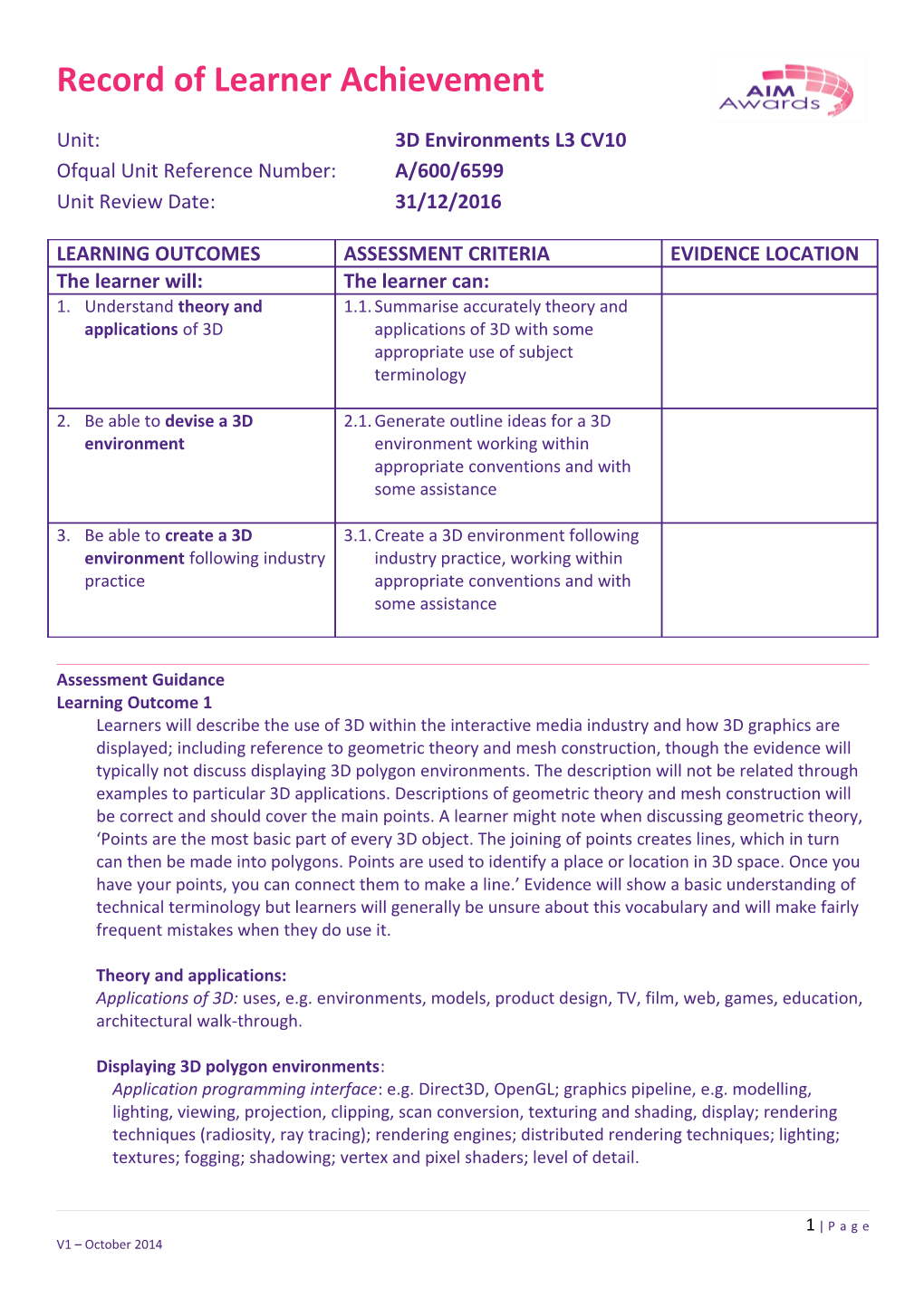 Assessment Guidance s1