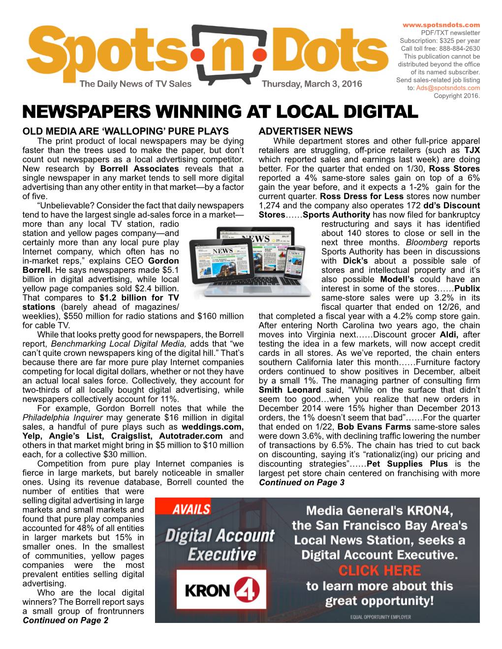 Newspapers Winning at Local Digital