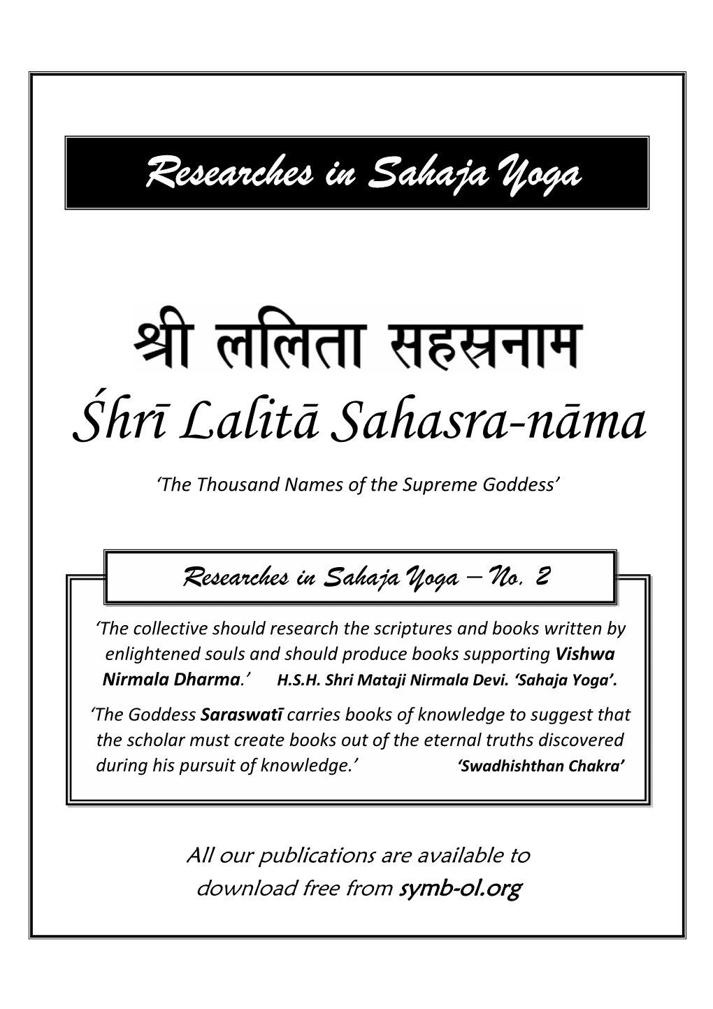 Lalitā Sahasranāma Was Composed in Kañchi at Least a Thousand Years Ago