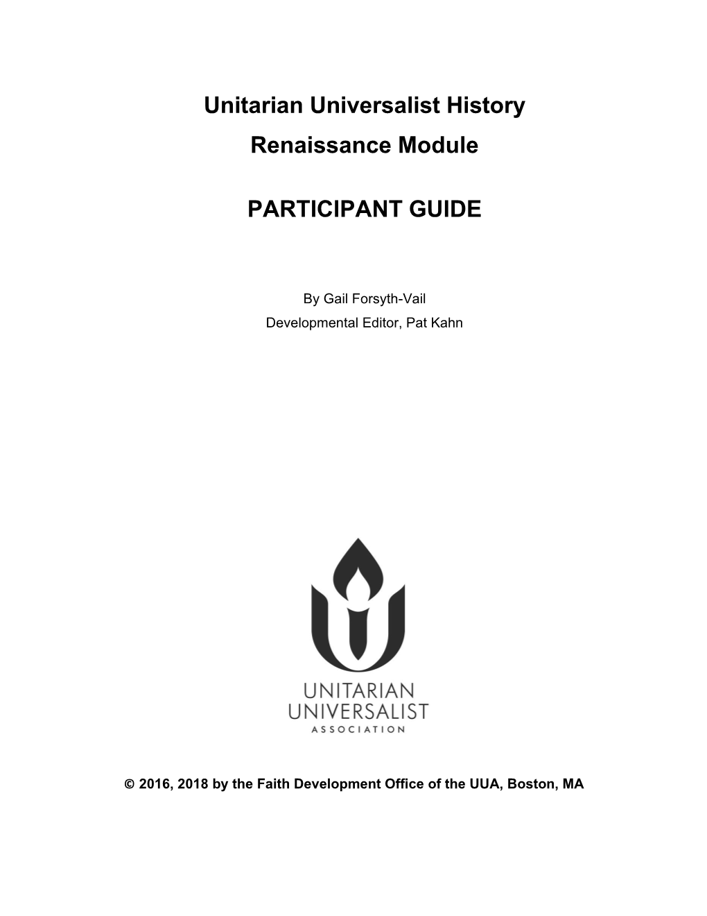 Unitarian Universalist History Renaissance Module