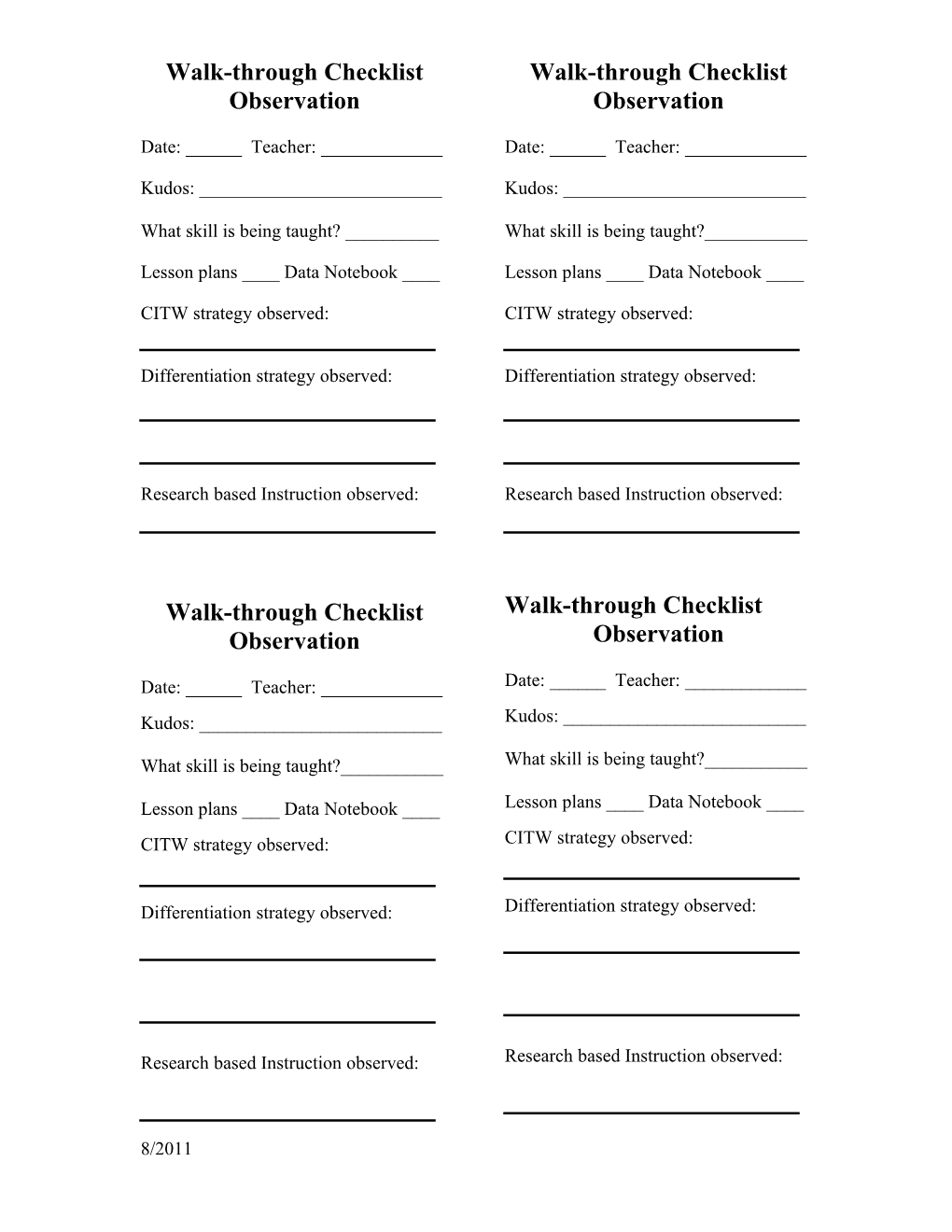 Walk-Through Checklist