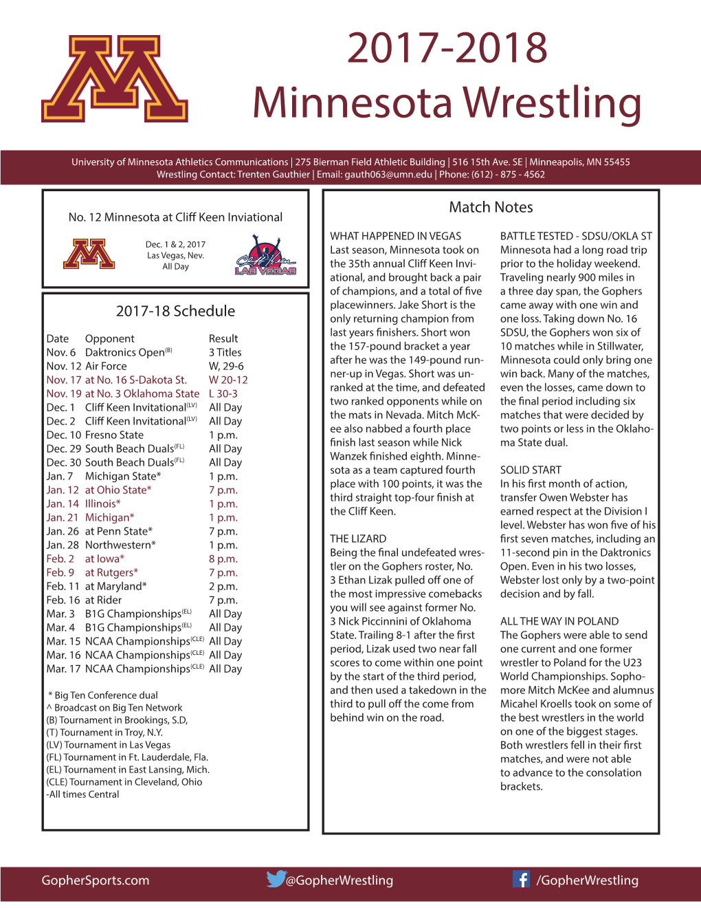 2017-2018 Minnesota Wrestling