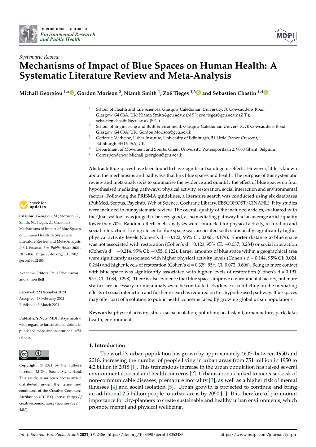 Full-Text Screens Were Then Carried out Independently by Two Reviewers (MG, SC), While a Third Reviewer Was Used to Settle Conﬂicting Decisions