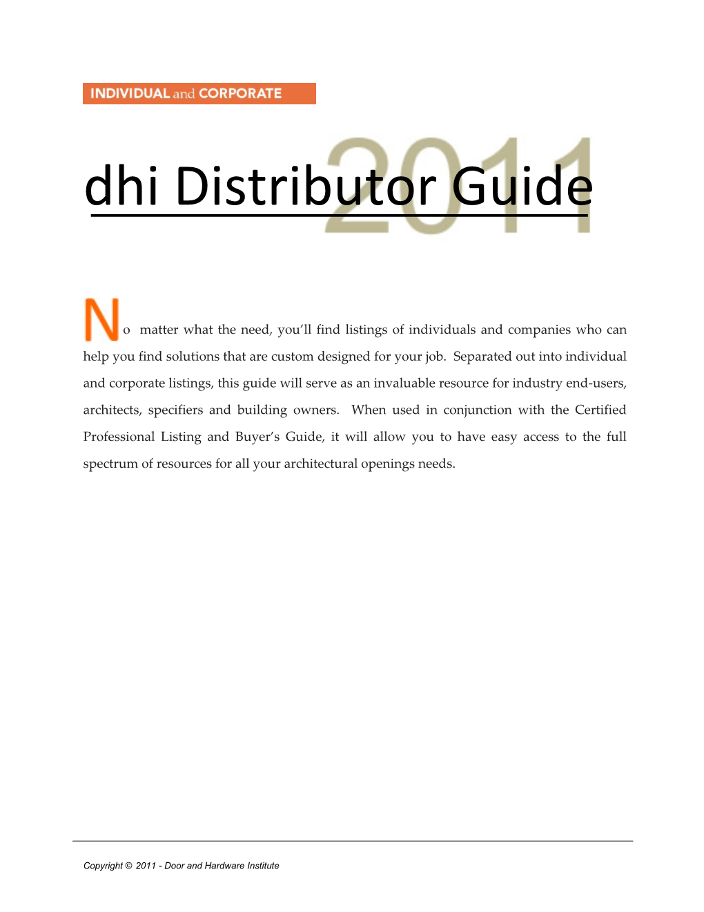 Dhi Distributor Guide
