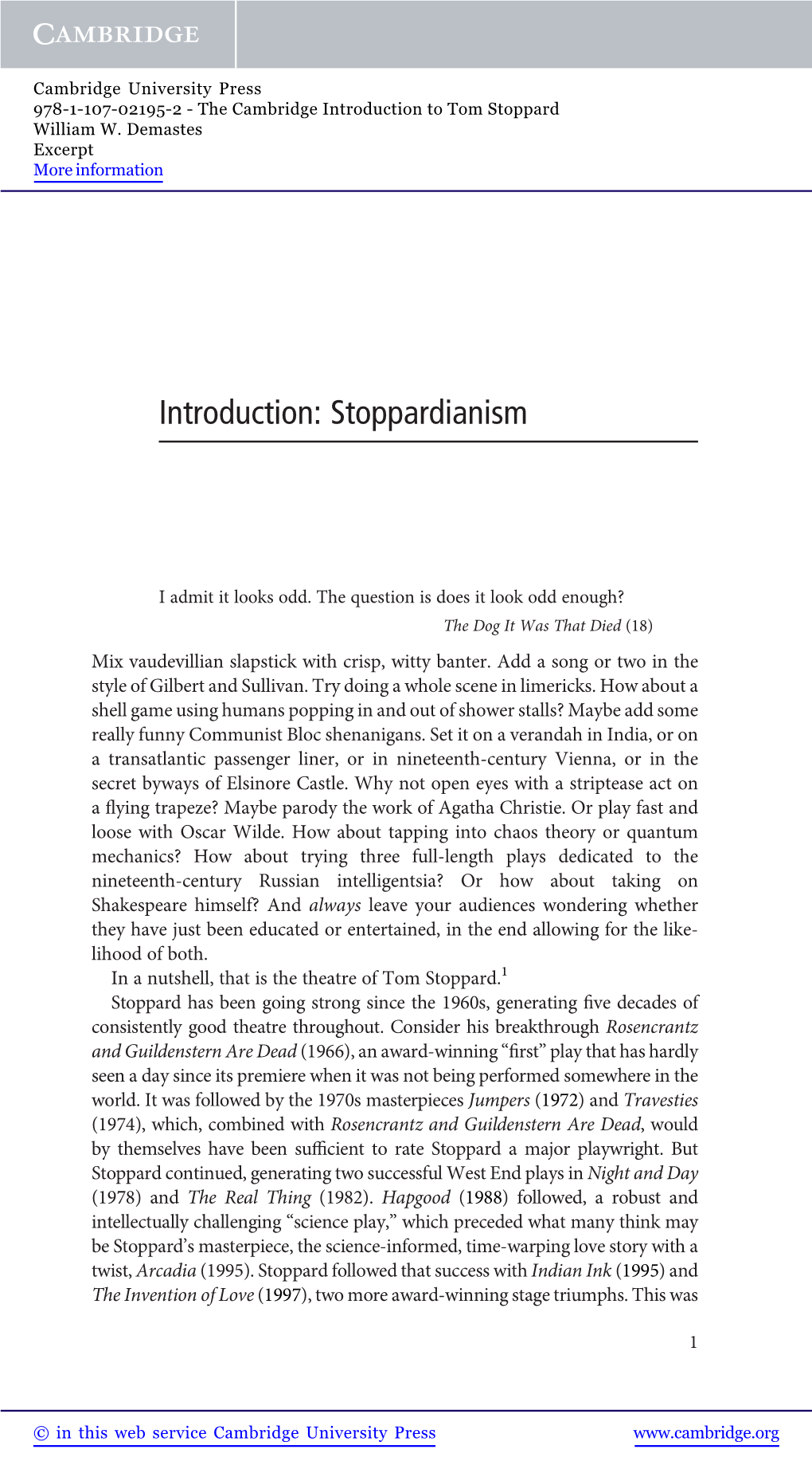 Introduction: Stoppardianism