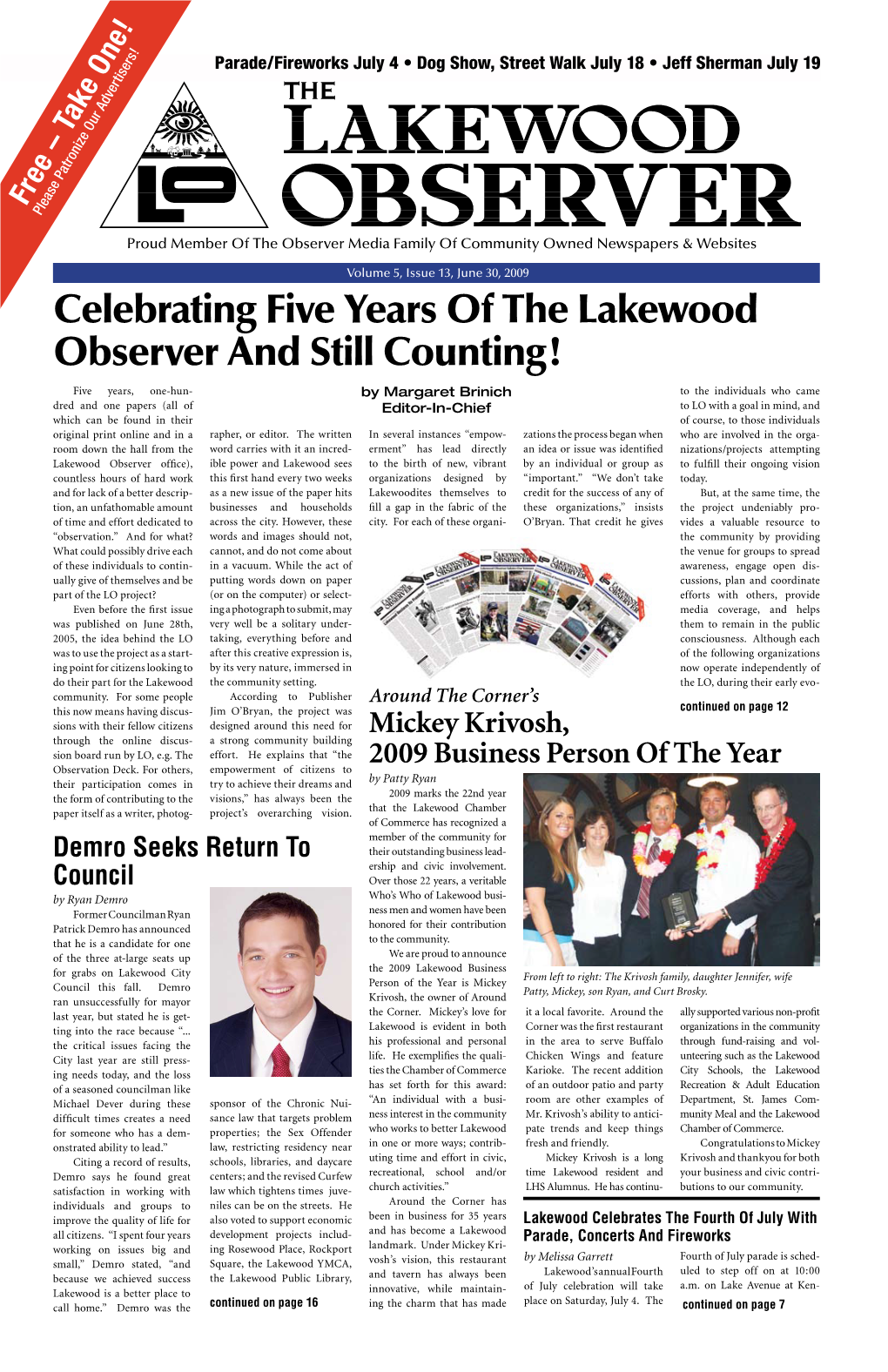 Celebrating Five Years of the Lakewood Observer and Still