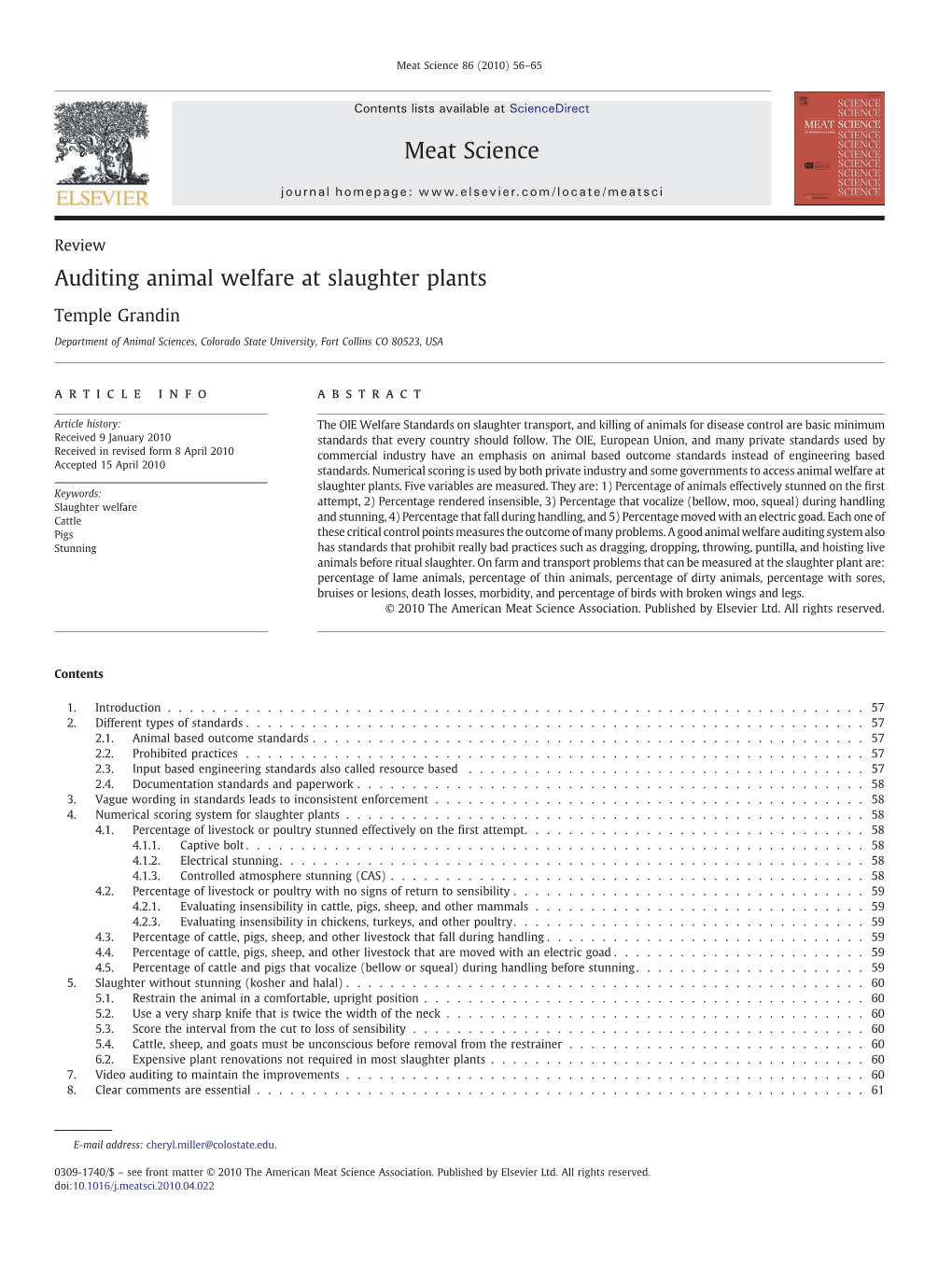 Auditing Animal Welfare at Slaughter Plants