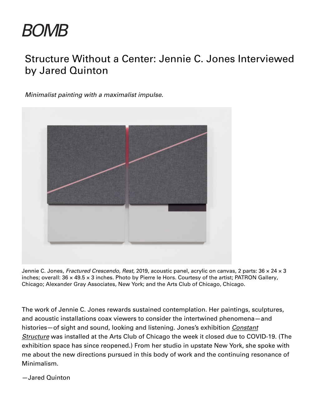 Jennie C. Jones Interviewed by Jared Quinton