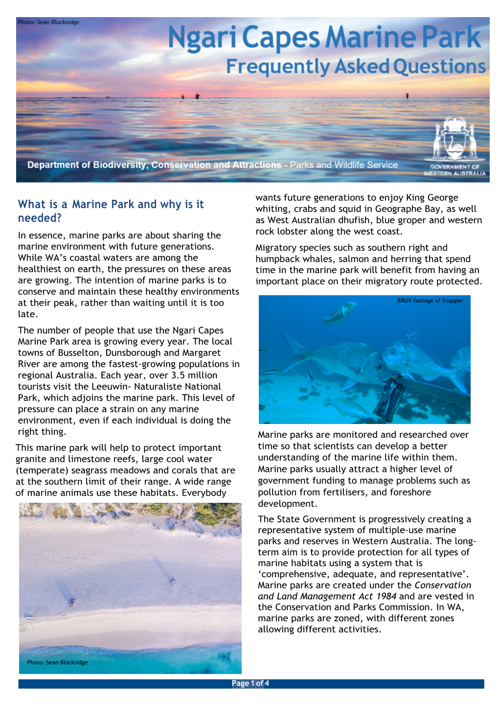 Ngari Capes Marine Parks FAQ's