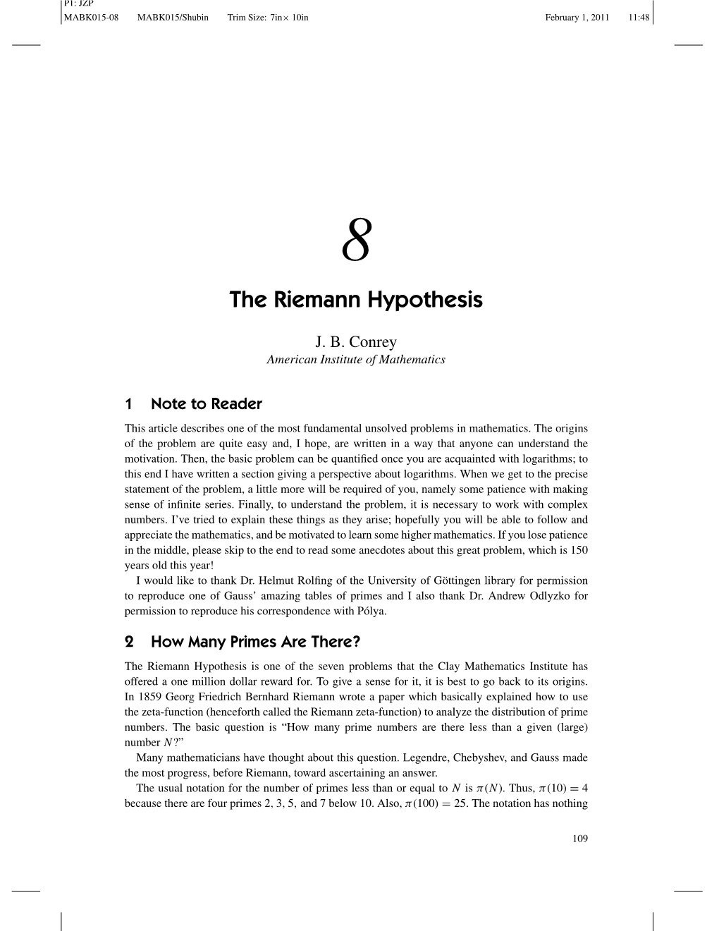 The Riemann Hypothesis