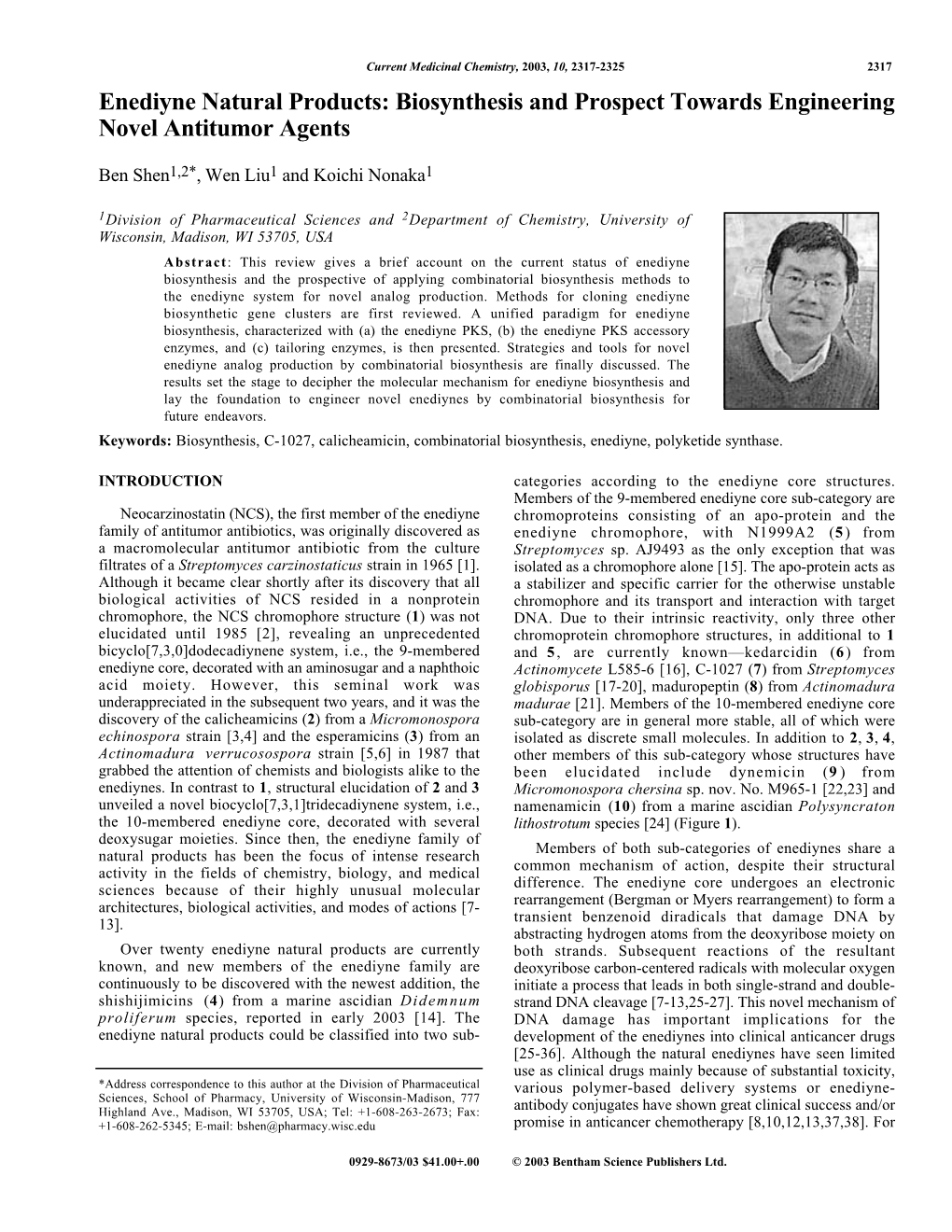 Enediyne Natural Products: Biosynthesis and Prospect Towards Engineering Novel Antitumor Agents