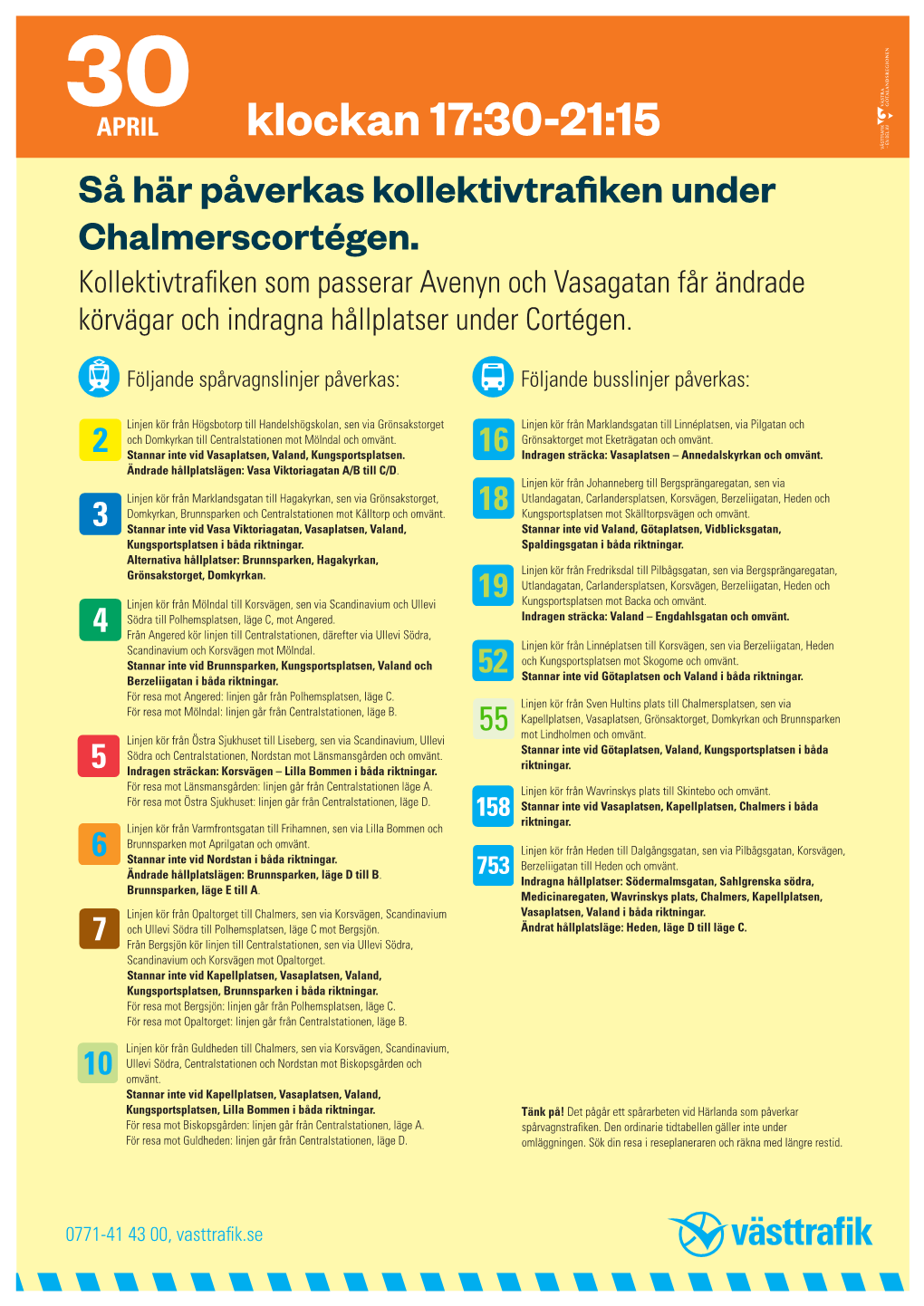 Klockan 17:30-21:15 Så Här Påverkas Kollektivtrafiken Under Chalmerscortégen