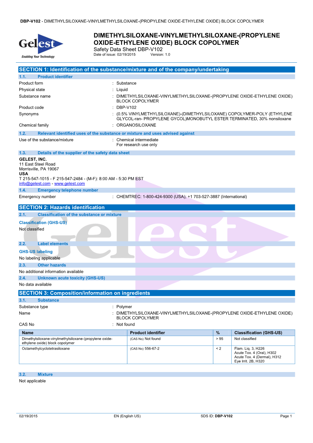 Propylene Oxide-Ethylene Oxide) Block Copolymer